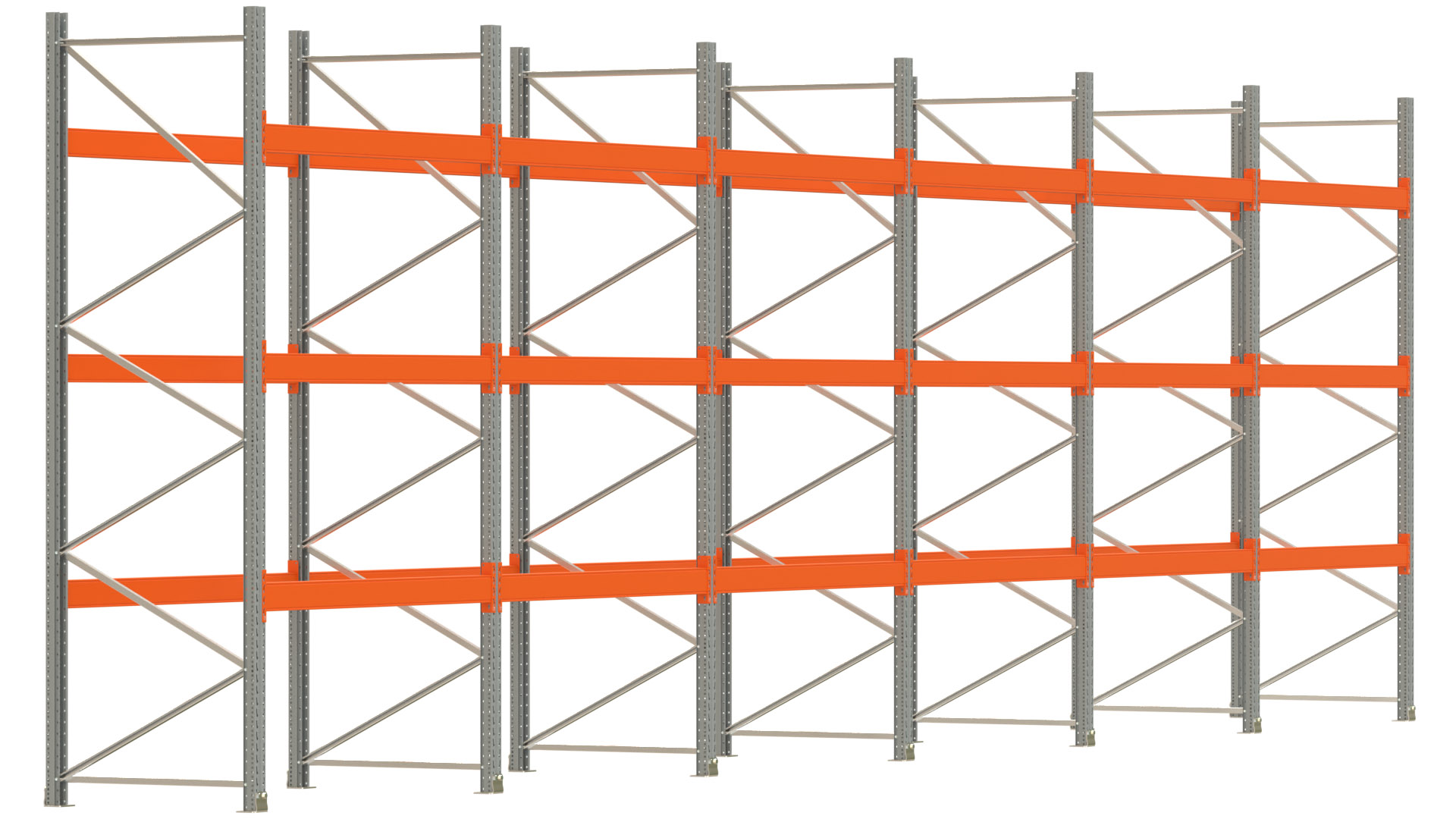 Palettenregal ARTUS - Breite 1199,5 cm - Höhe 350 cm - Tiefe 110 cm - Fachlast 2000 kg - 48 Palettenstellplätze