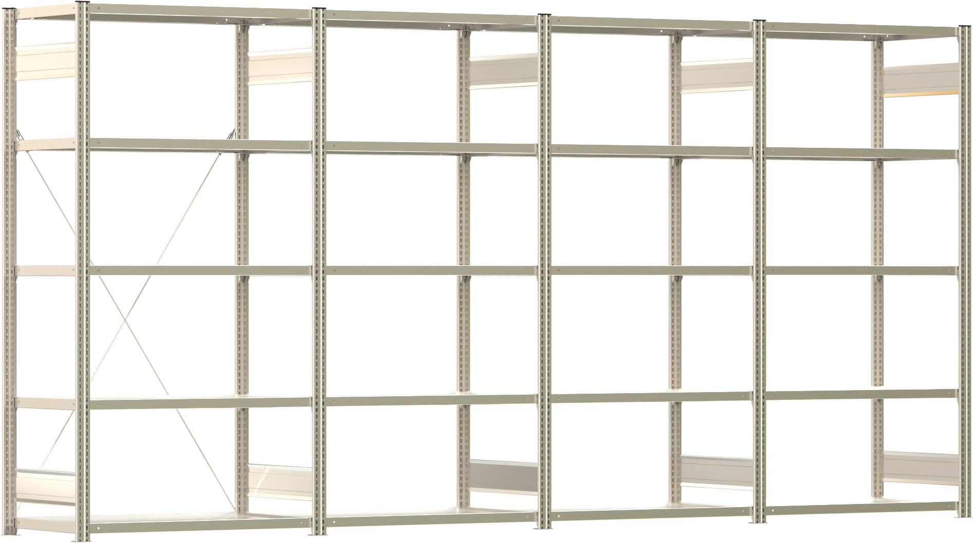 Fachbodenregal BERT - Breite: 402 cm - Tiefe: 60 cm - Höhe: 200 cm - 20 Böden - Regalreihe