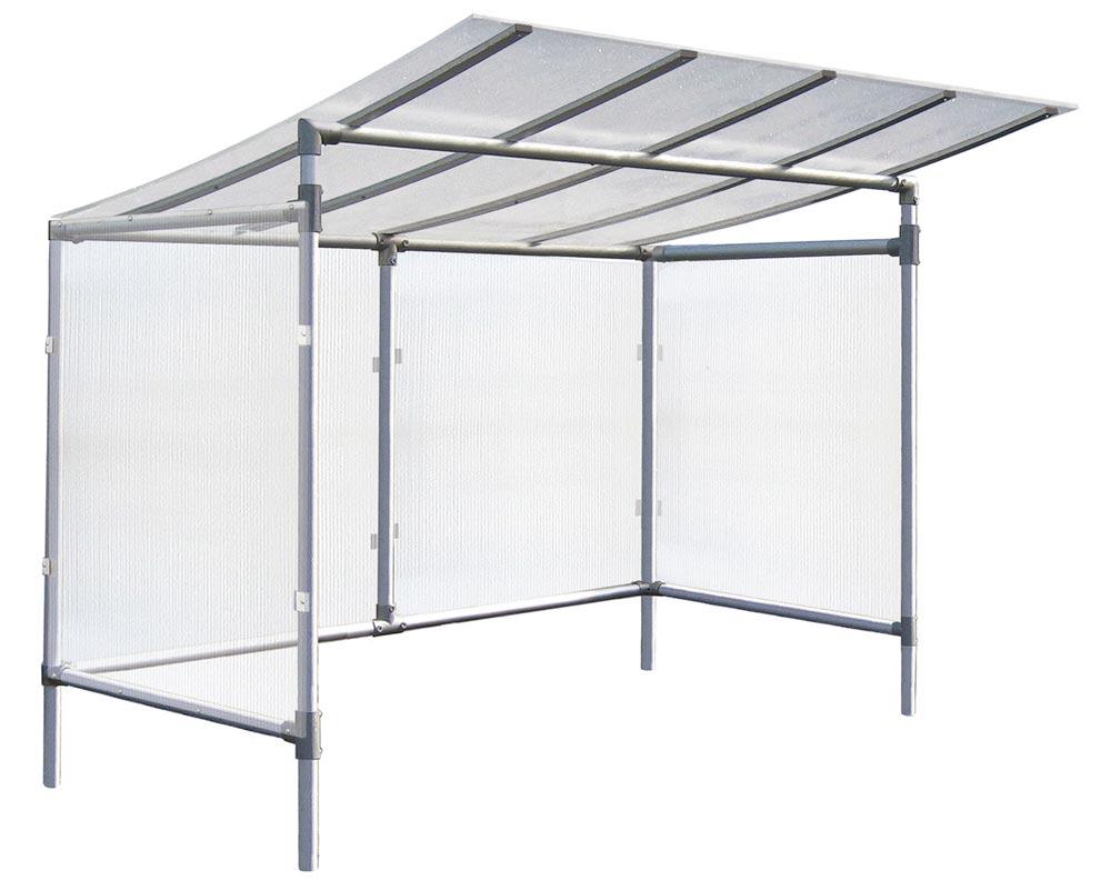 Fahrradüberdachung Classic, Alurohr D 50mm, Dach und Seitenteile aus Polycarbonat, zum Einbetonieren