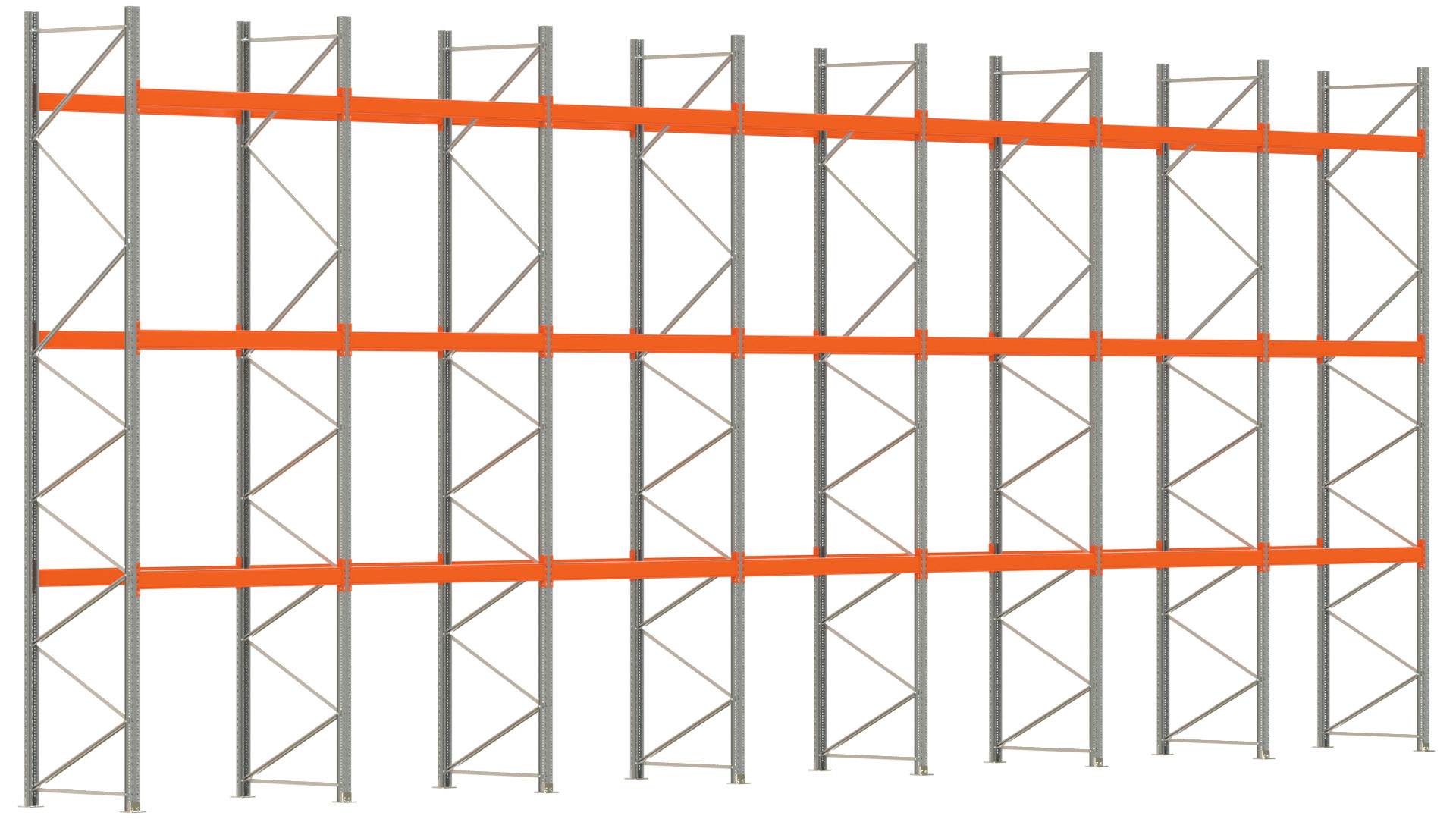Palettenregal ARTUS - Breite 1398 cm - Höhe 550 cm - Tiefe 110 cm - Fachlast 3000 kg - 56 Palettenstellplätze