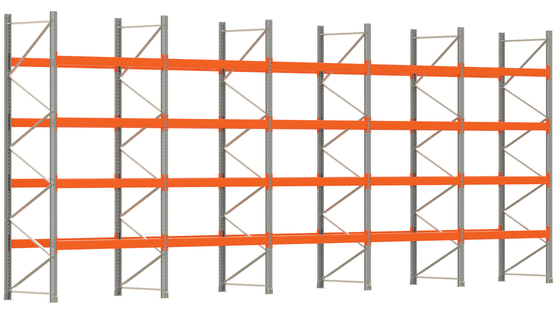 Palettenregal ARTUS - Breite 1001 cm - Höhe 400 cm - Tiefe 110 cm - Fachlast 2600 kg - 50 Palettenstellplätze