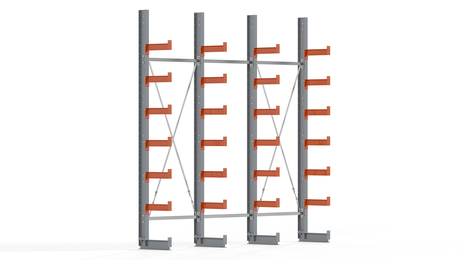 Kragarmregal KARL basic - lackiert - Breite: 300 cm - Höhe: 300 cm - Tiefe: 40 cm - Traglast je Kragarm: 1100 kg - einseitig