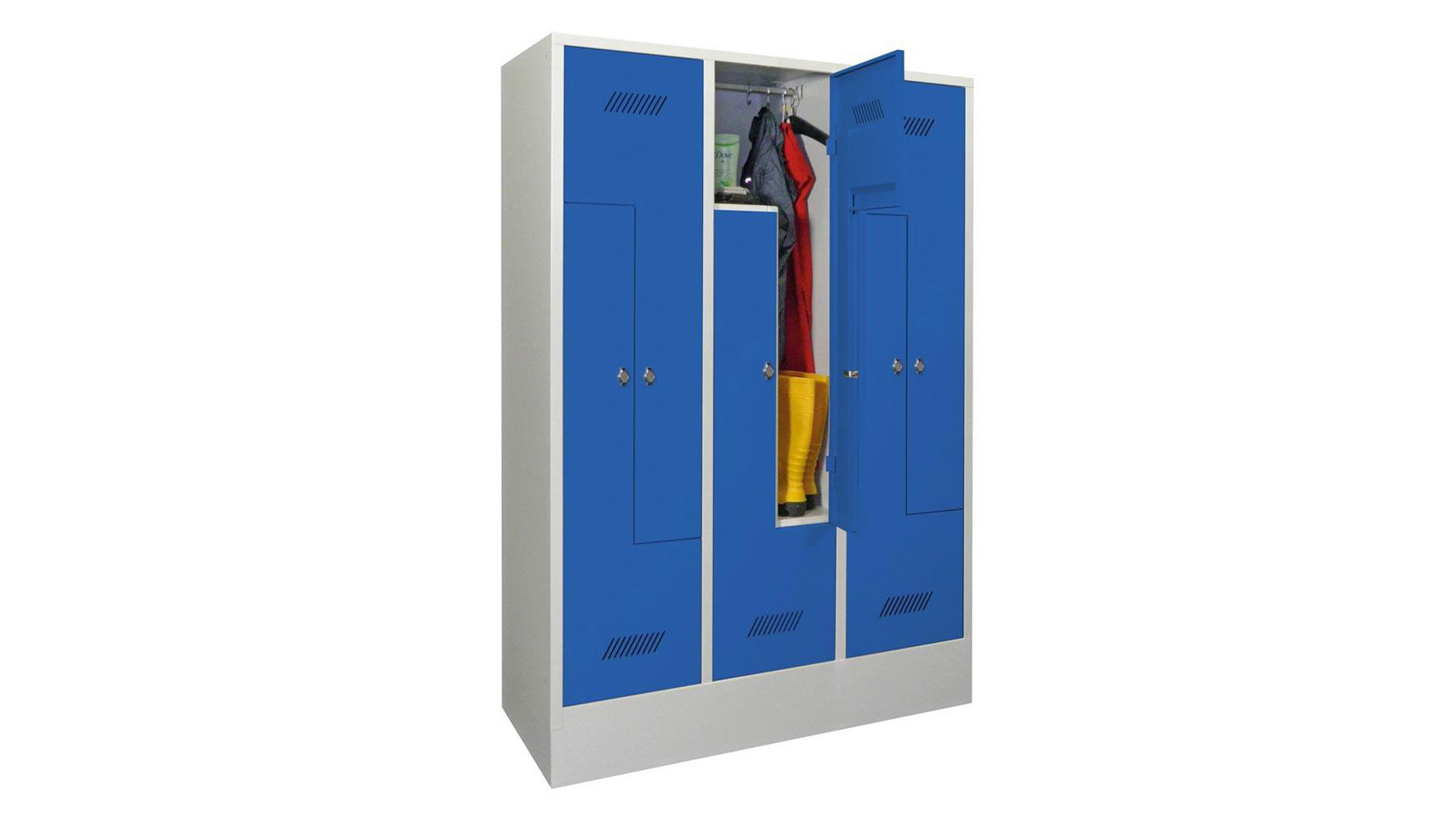 Z-Spind, Breite 120 cm, Höhe 185 cm, Tiefe 50 cm, 6 Abteile