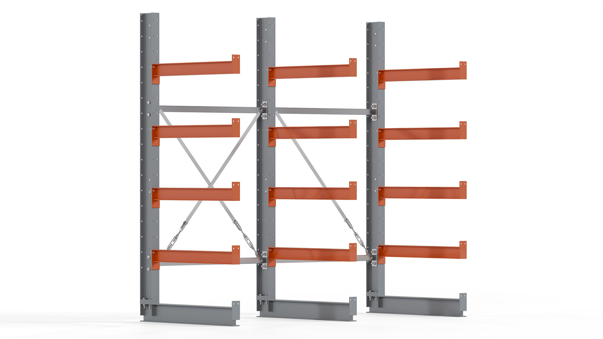 Kragarmregal KARL basic - lackiert - Breite: 200 cm - Höhe: 200 cm - Tiefe: 80 cm - Traglast je Kragarm: 550 kg - einseitig