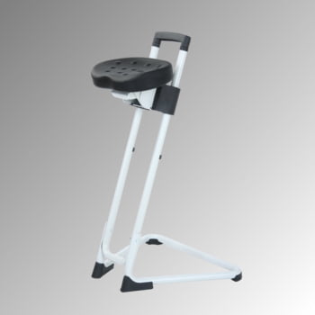 Ergonomische Stehhilfe - höhenverstellbar 60 bis 85 cm - Sitz PU, schwarz - Gestell lichtgrau