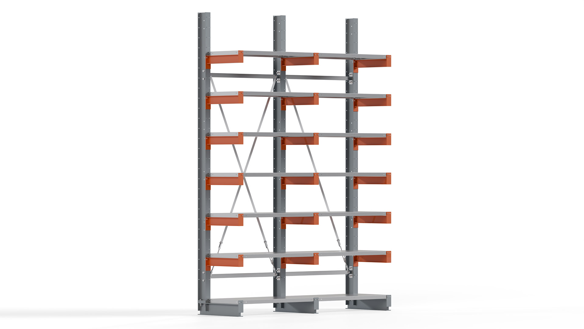 Kragarmregal KARL basic - lackiert - Breite: 200 cm - Höhe: 300 cm - Tiefe: 50 cm - Traglast je Kragarm: 870 kg - einseitig