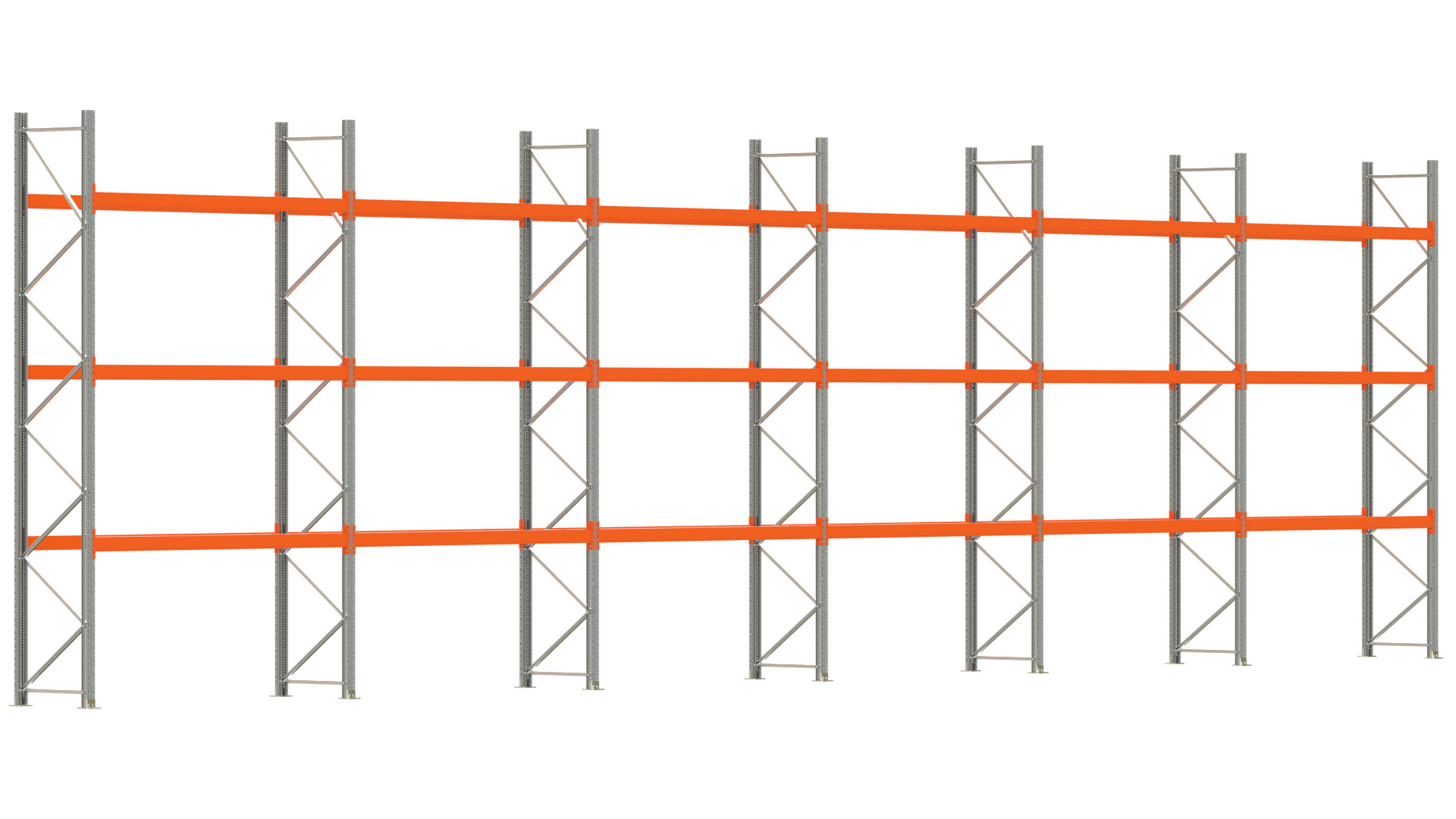 Palettenregal ARTUS - Breite 1679,5 cm - Höhe 450 cm - Tiefe 80 cm - Fachlast 2000 kg - 48 Palettenstellplätze