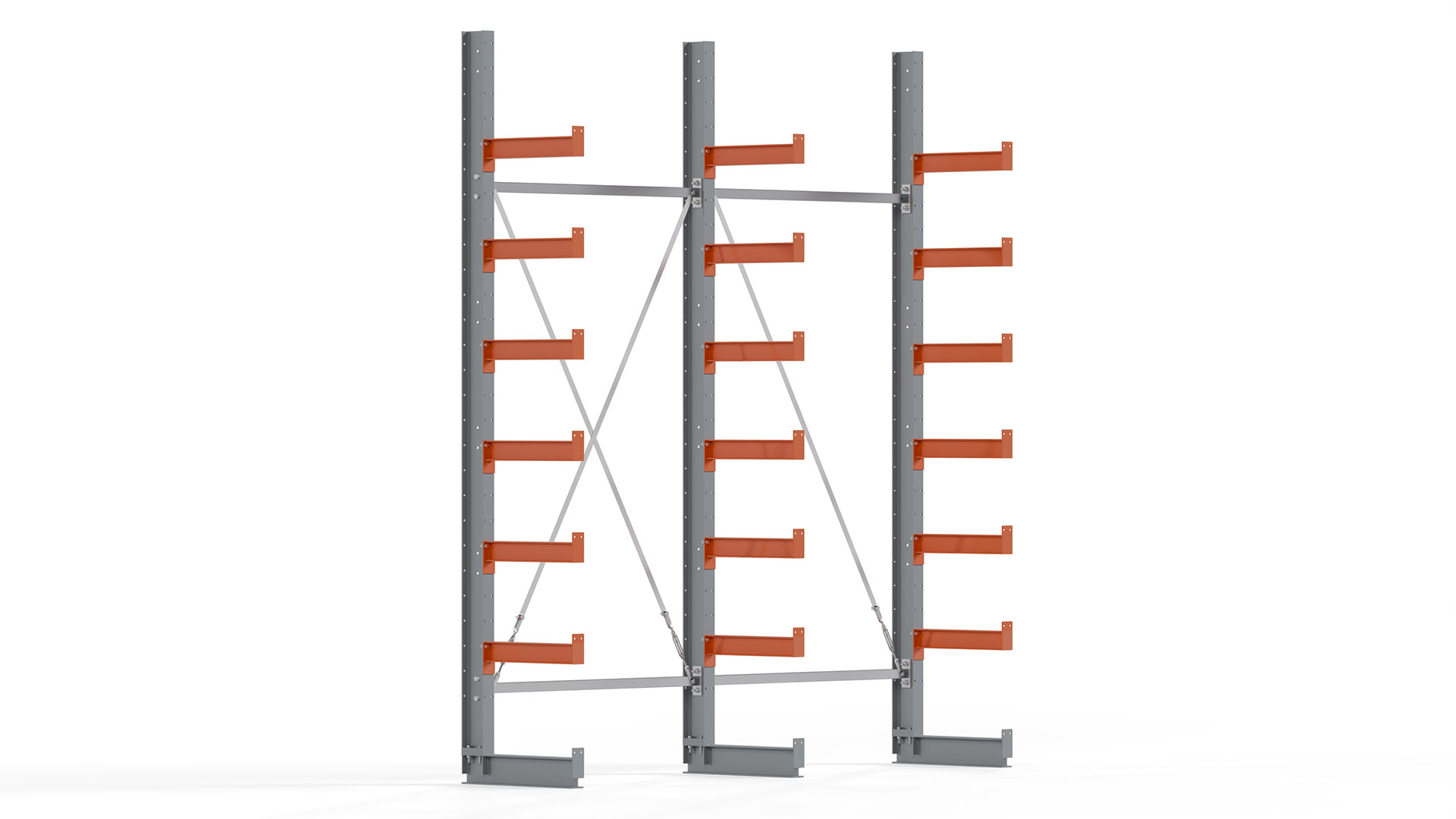 Kragarmregal KARL basic - lackiert - Breite: 256 cm - Höhe: 300 cm - Tiefe: 50 cm - Traglast je Kragarm: 870 kg - einseitig