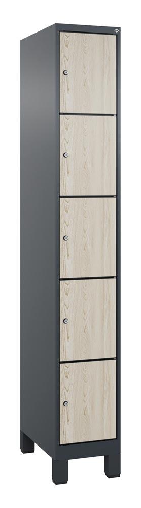 Fächerschrank mit MDF Türen, Breite 30 cm, Höhe 195 cm, Tiefe 50 cm, 5 Fächer