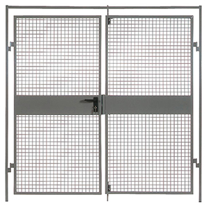 Doppel-Flügeltür für Trennwandschutzgitter, BxH 2200x2200 mm, RAL 7037 staubgrau