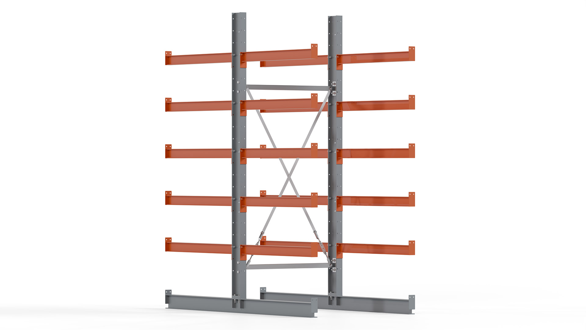 Kragarmregal KARL basic - lackiert - Breite: 100 cm - Höhe: 250 cm - Tiefe: 100 cm - Traglast je Kragarm: 450 kg - beidseitig