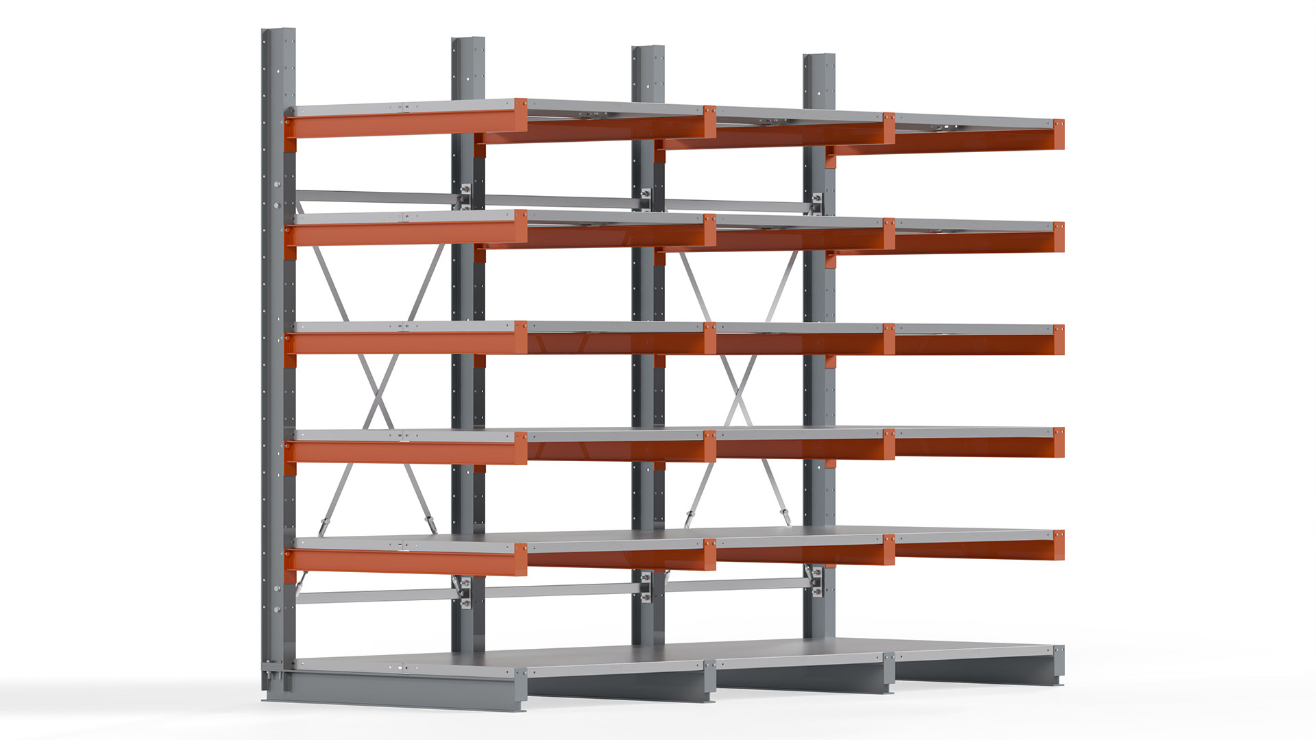 Kragarmregal KARL basic - lackiert - Breite: 300 cm - Höhe: 250 cm - Tiefe: 120 cm - Traglast je Kragarm: 370 kg - einseitig