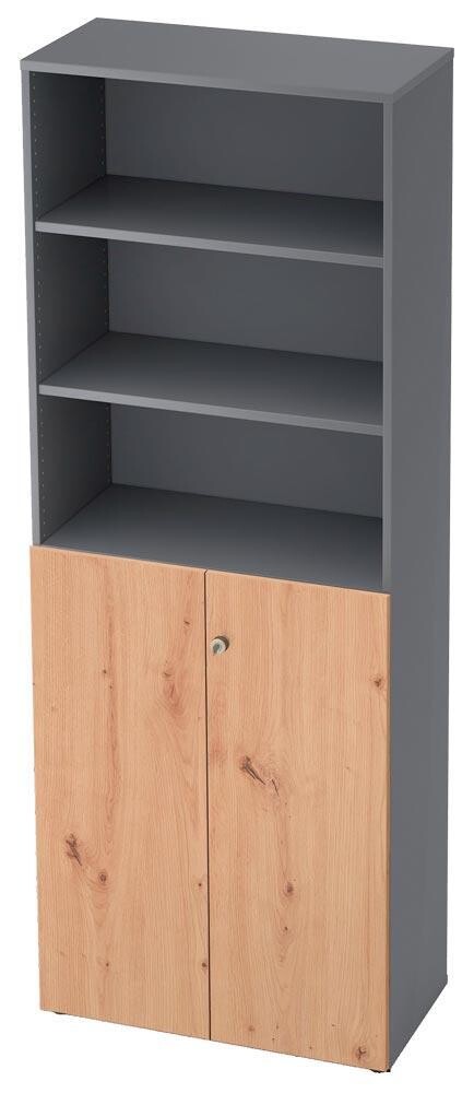 Kombischrank 6 OH - BxTxH 800x420x2156 mm - graphit / asteiche