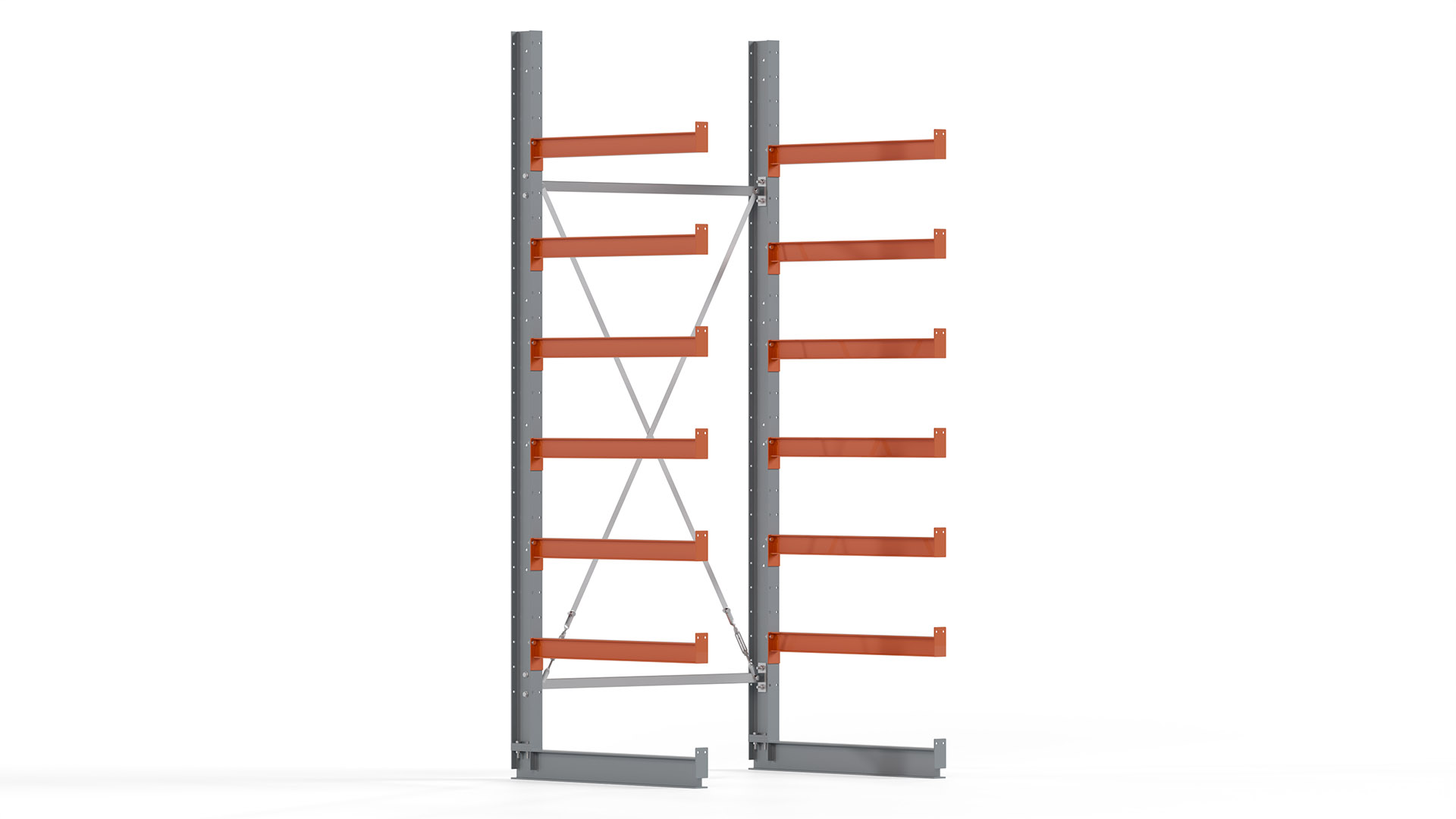 Kragarmregal KARL basic - lackiert - Breite: 128 cm - Höhe: 300 cm - Tiefe: 100 cm - Traglast je Kragarm: 450 kg - einseitig