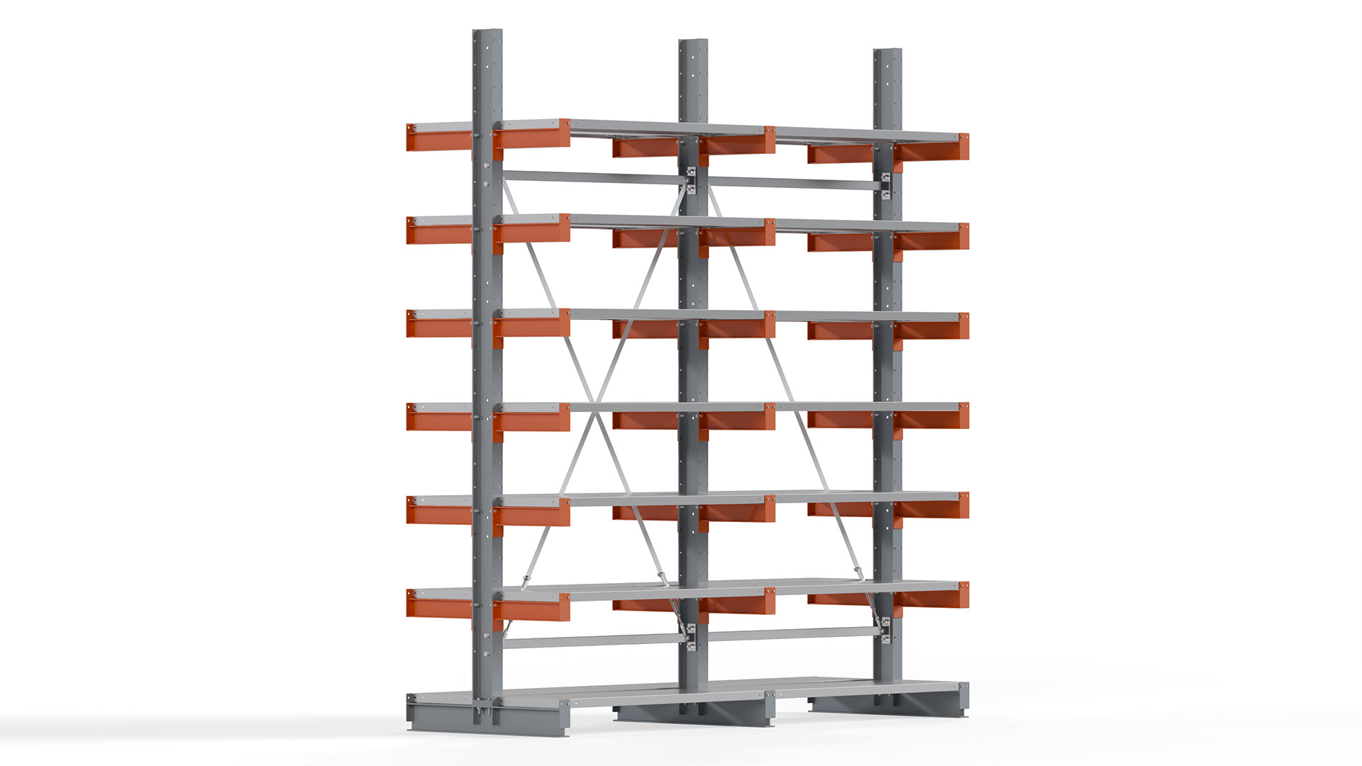 Kragarmregal KARL basic - lackiert - Breite: 256 cm - Höhe: 300 cm - Tiefe: 40 cm - Traglast je Kragarm: 1100 kg - beidseitig