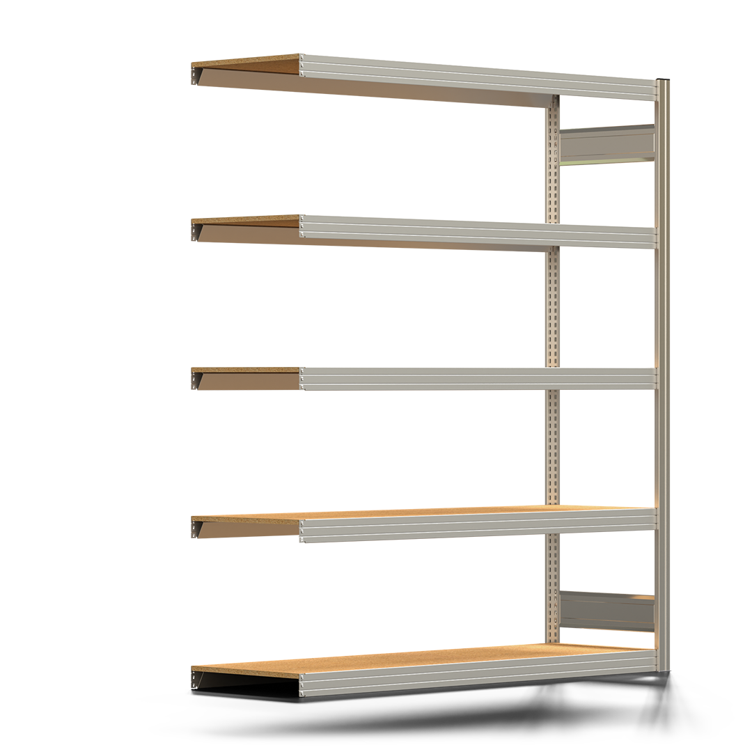 Fachbodenregal BERT - Breite: 169,5 cm - Tiefe: 50 cm - Höhe: 200 cm - 5 Böden - Anbauregal