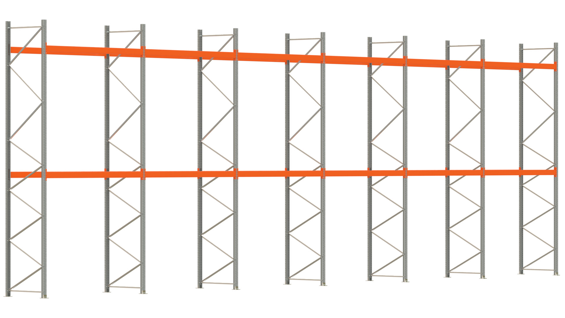 Palettenregal ARTUS - Breite 1679,5 cm - Höhe 550 cm - Tiefe 110 cm - Fachlast 3000 kg - 54 Palettenstellplätze