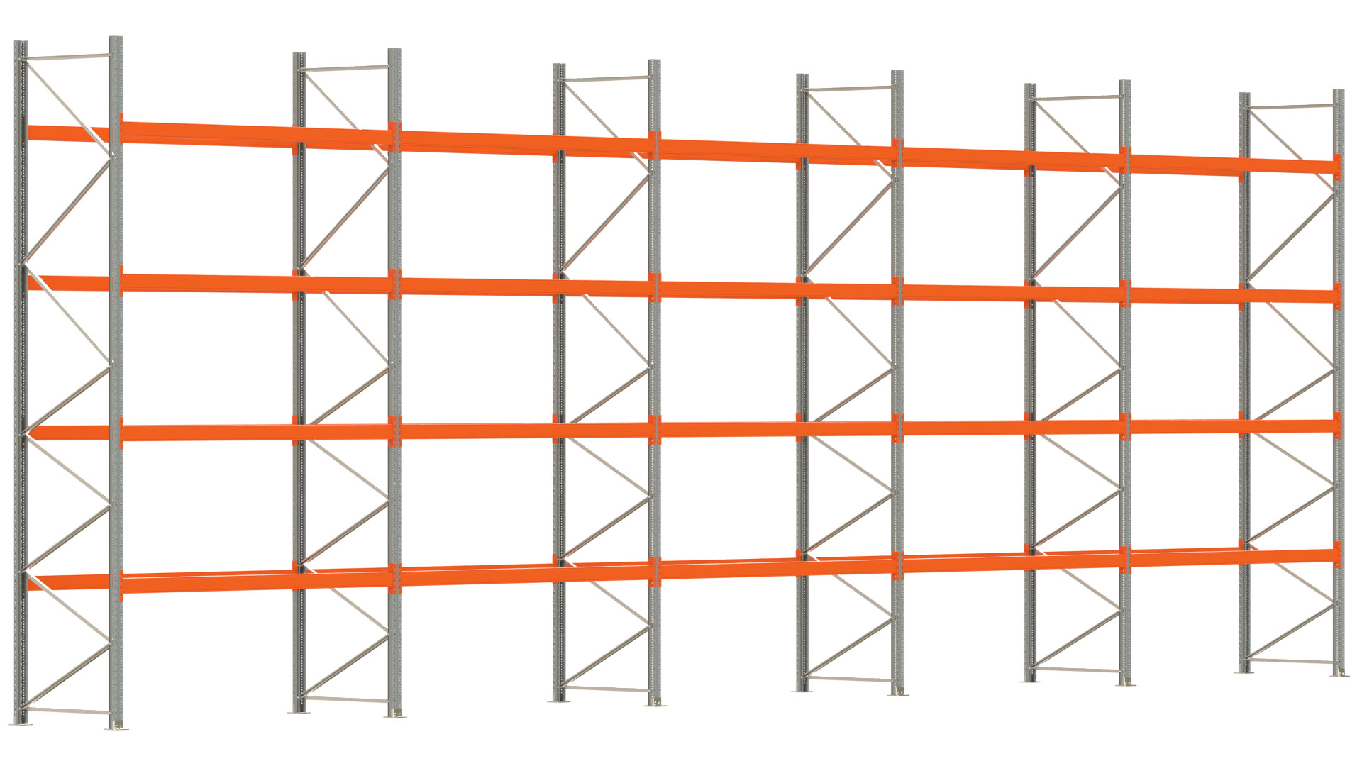 Palettenregal ARTUS - Breite 1401 cm - Höhe 500 cm - Tiefe 110 cm - Fachlast 2250 kg - 75 Palettenstellplätze