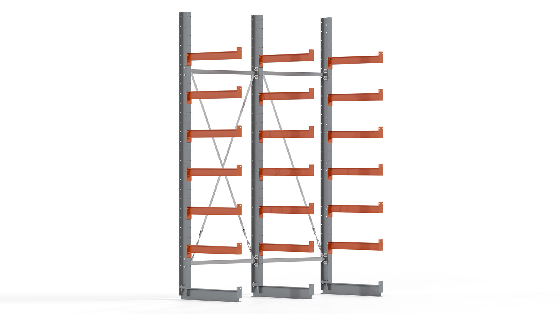 Kragarmregal KARL basic - lackiert - Breite: 200 cm - Höhe: 300 cm - Tiefe: 80 cm - Traglast je Kragarm: 550 kg - einseitig