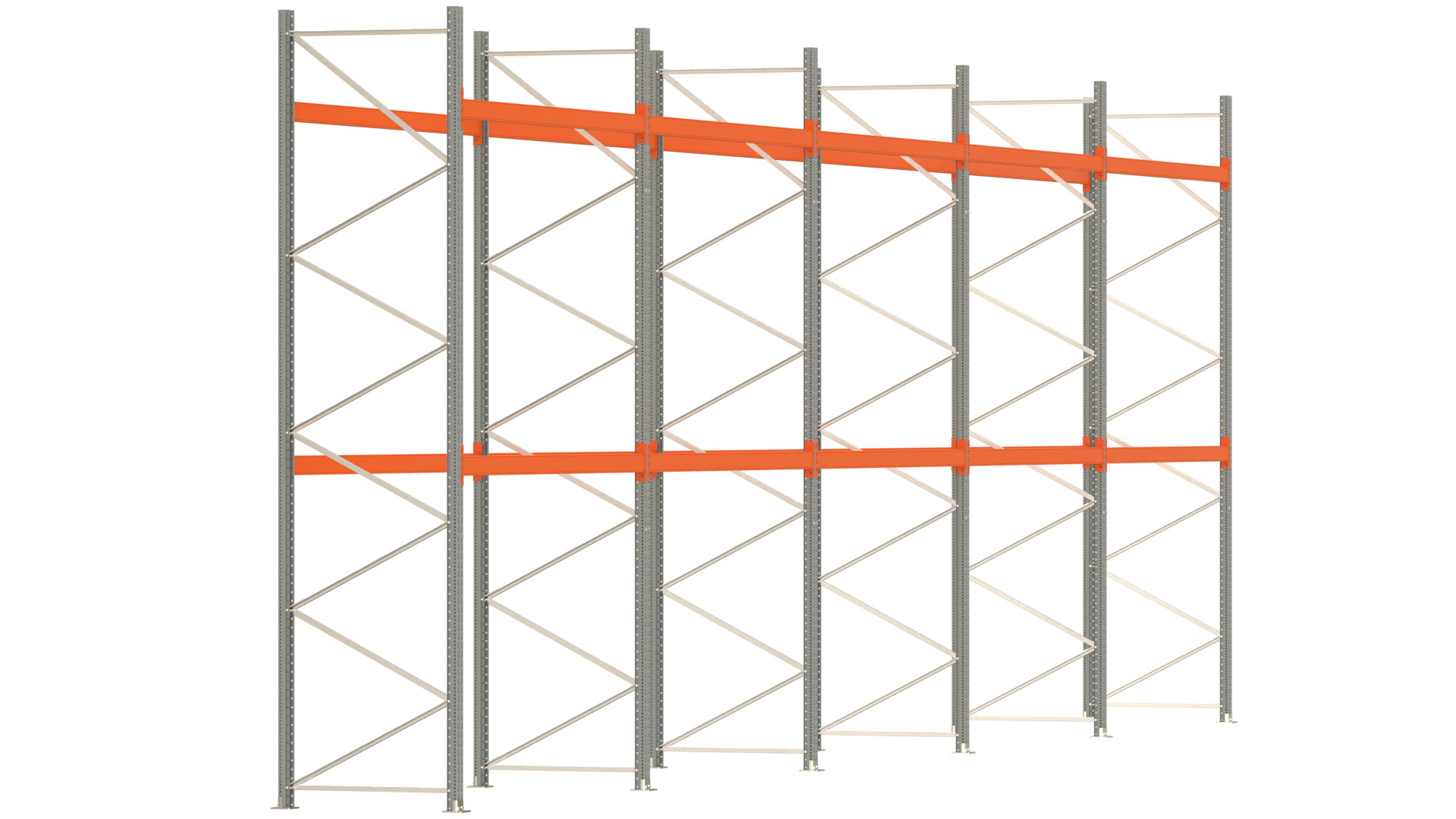 Palettenregal ARTUS - Breite 1401 cm - Höhe 450 cm - Tiefe 110 cm - Fachlast 2000 kg - 45 Palettenstellplätze