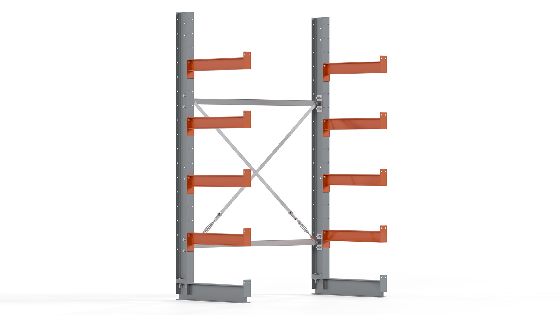 Kragarmregal KARL basic - lackiert - Breite: 128 cm - Höhe: 200 cm - Tiefe: 60 cm - Traglast je Kragarm: 730 kg - einseitig