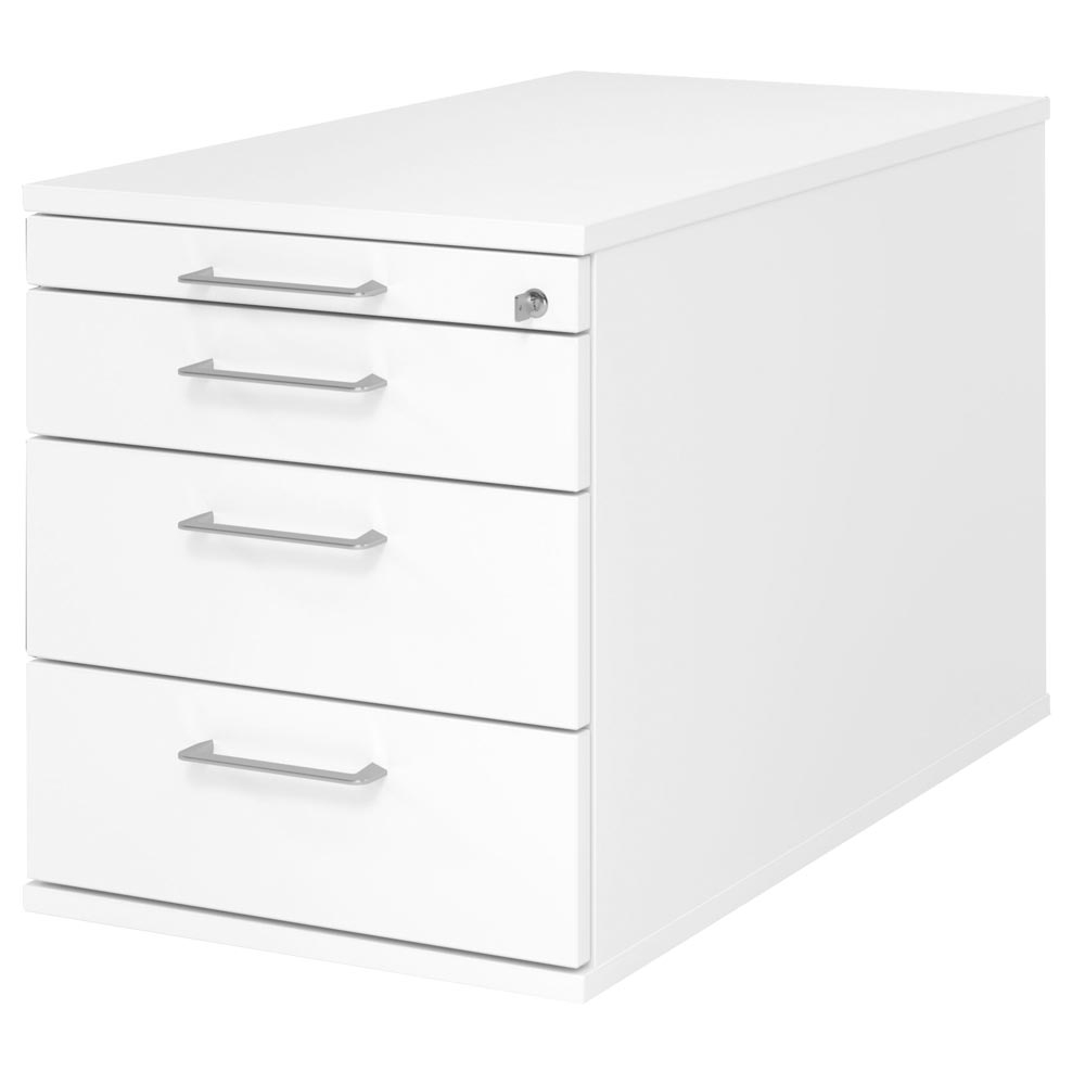 Rollcontainer, BxTxH 428x800x512 mm 1 xUtensilienfach, 3 Schubladen, weiß