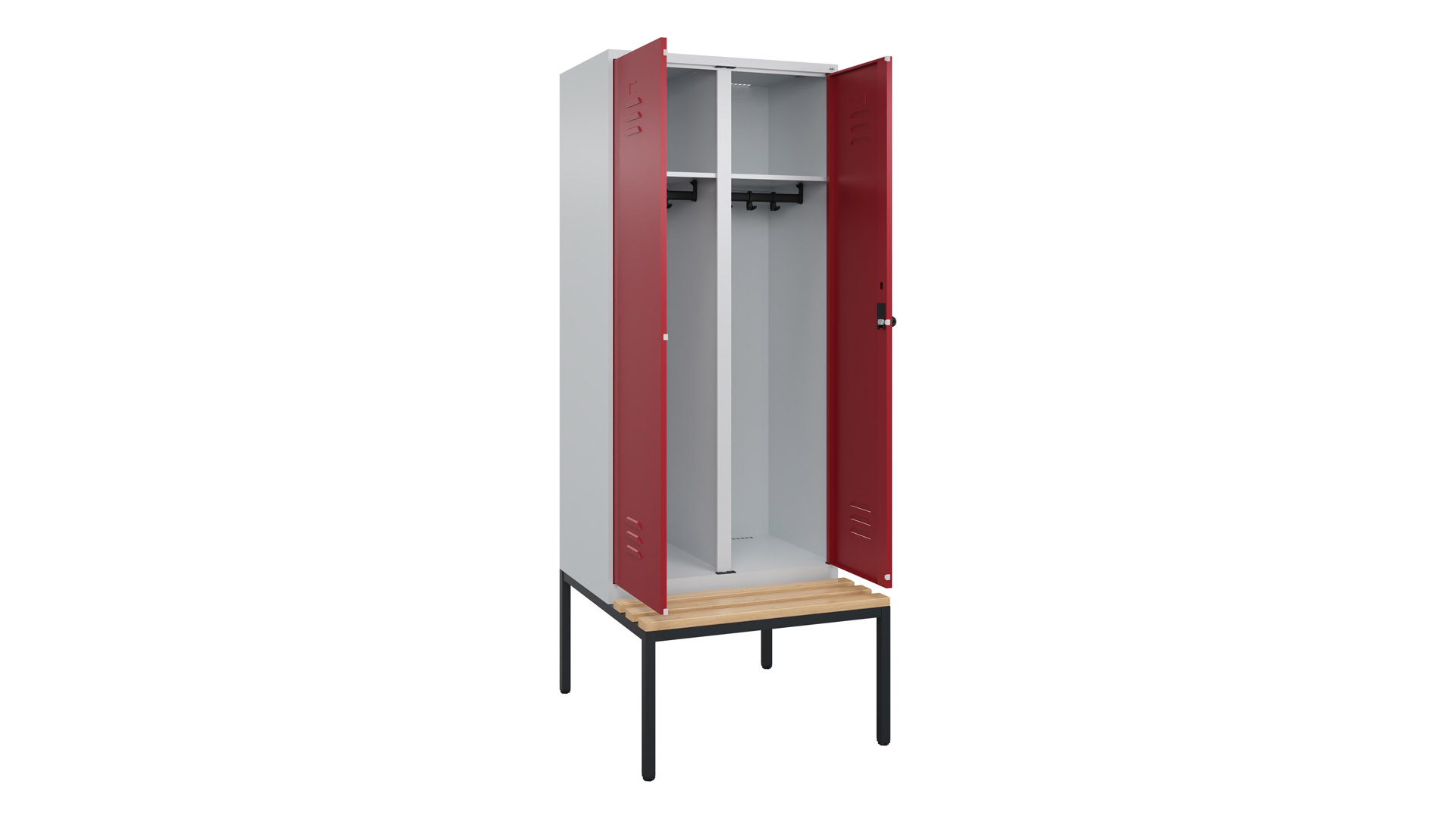 Spind - Garderobenschrank, Breite 80 cm, Höhe 212 cm, Tiefe 50 cm, 2 Abteile