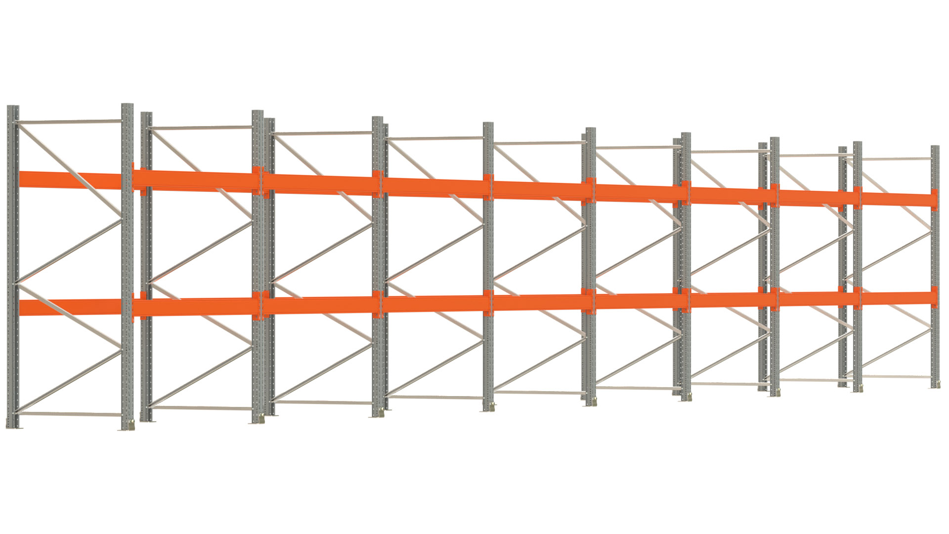 Palettenregal ARTUS - Breite 1596,5 cm - Höhe 250 cm - Tiefe 110 cm - Fachlast 2000 kg - 48 Palettenstellplätze