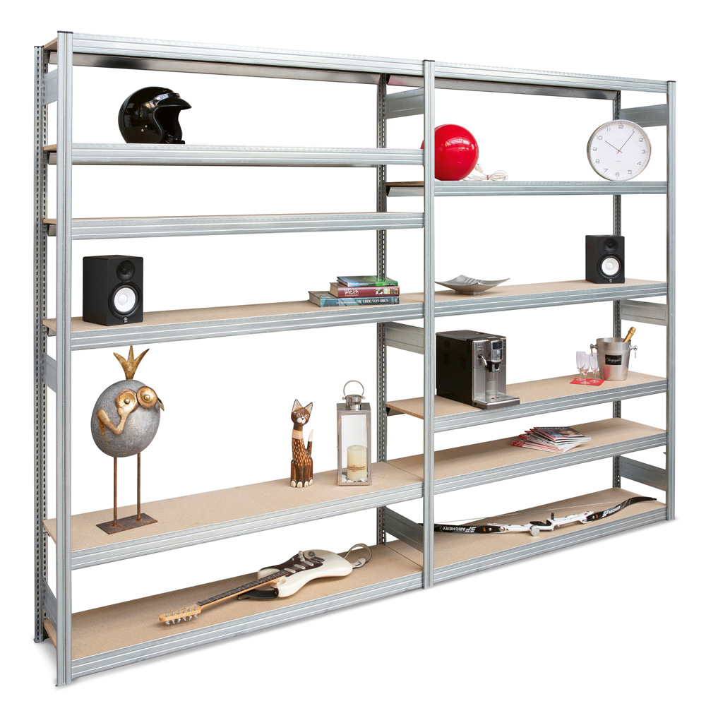 Fachbodenregal BERT - Breite: 345 cm - Tiefe: 40 cm - Höhe: 200 cm - 5 Böden - Regalreihe