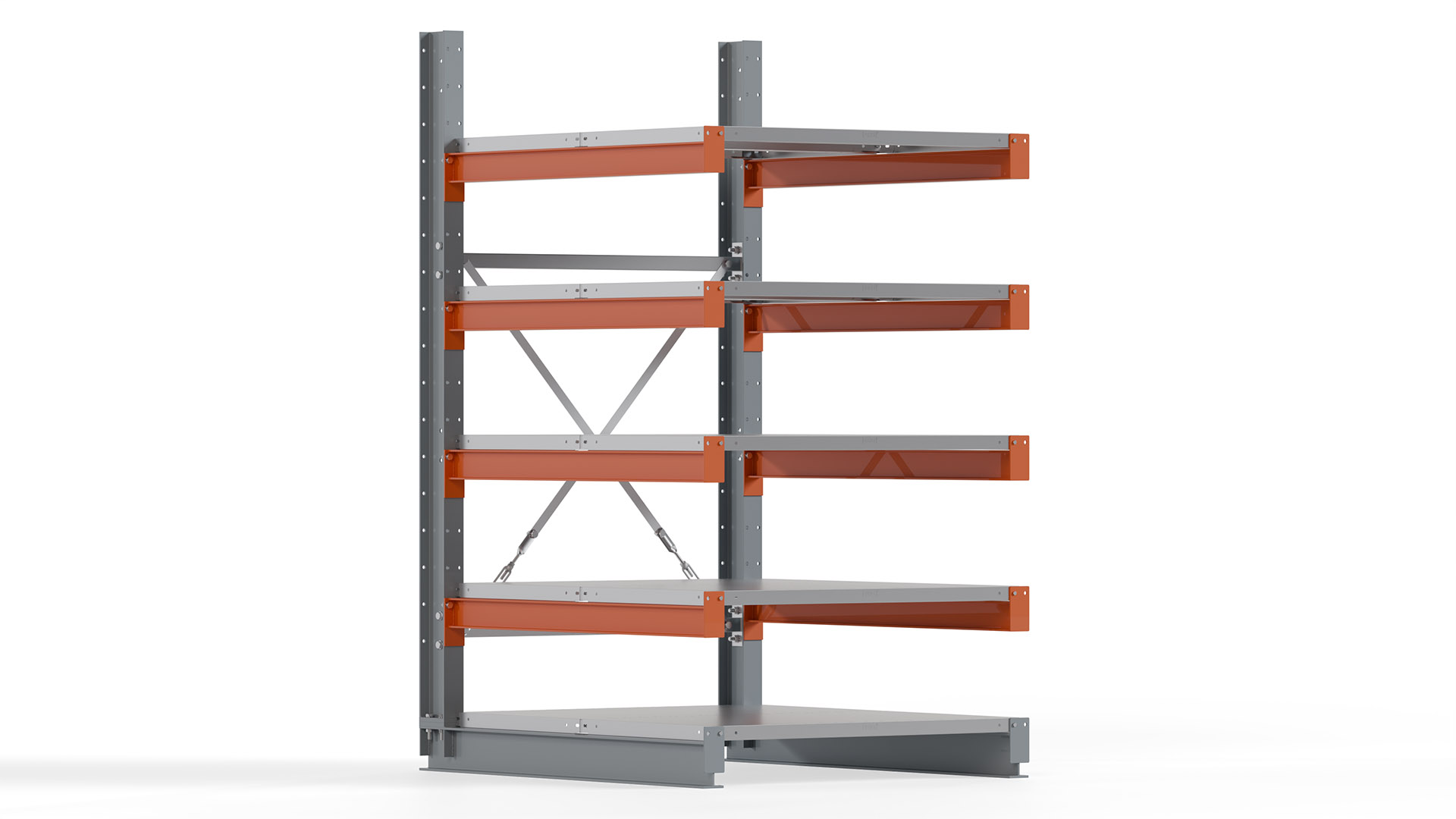 Kragarmregal KARL basic - lackiert - Breite: 100 cm - Höhe: 200 cm - Tiefe: 120 cm - Traglast je Kragarm: 370 kg - einseitig