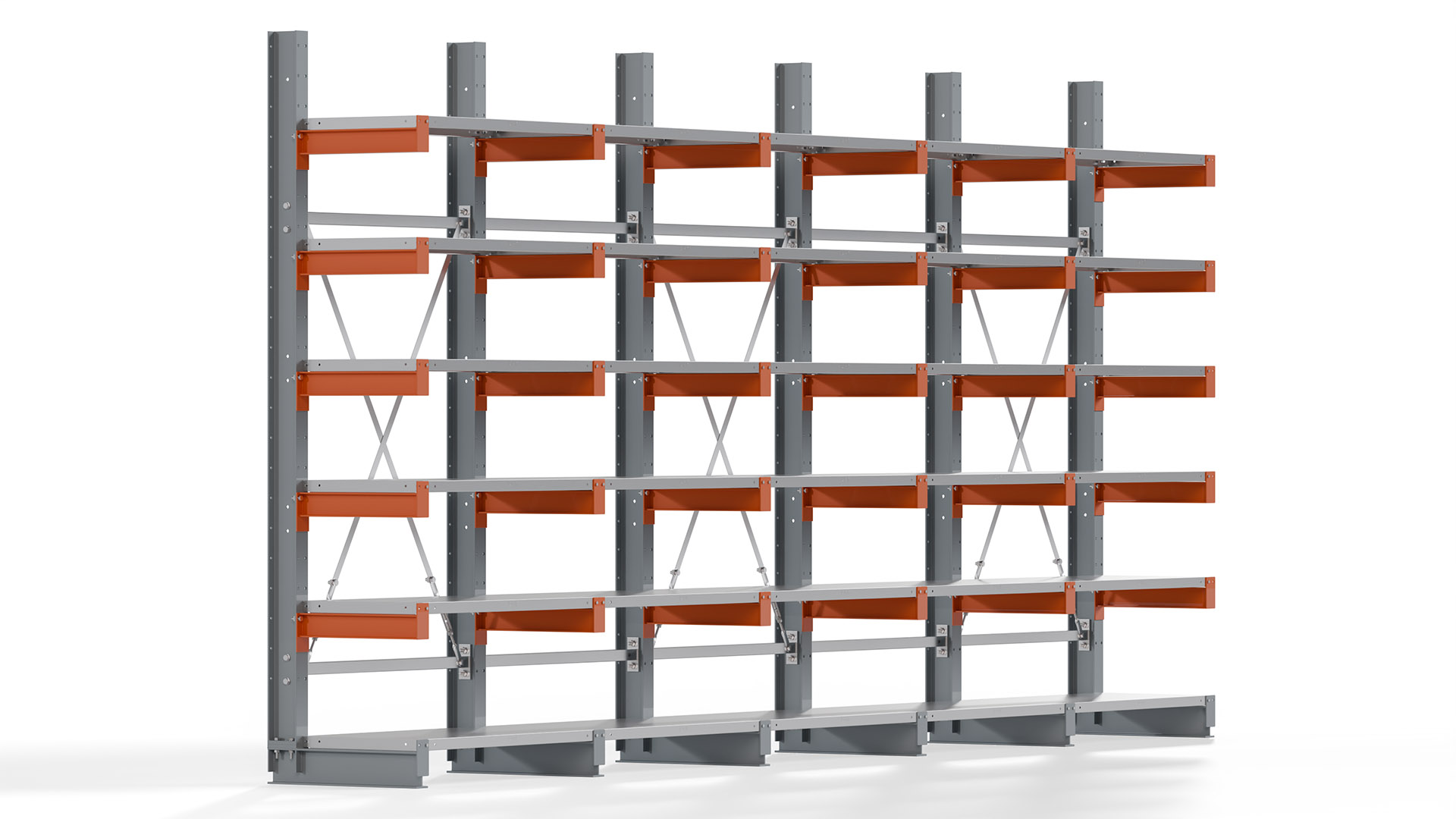 Kragarmregal KARL basic - lackiert - Breite: 500 cm - Höhe: 250 cm - Tiefe: 50 cm - Traglast je Kragarm: 870 kg - einseitig