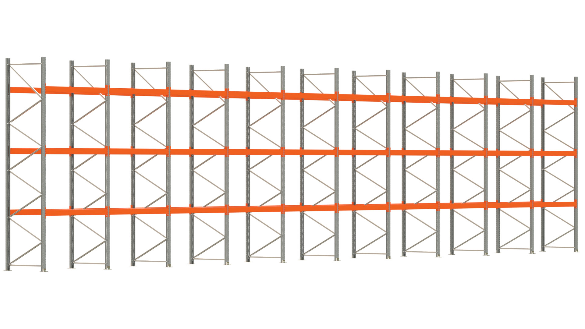Palettenregal ARTUS - Breite 1993,5 cm - Höhe 450 cm - Tiefe 110 cm - Fachlast 3000 kg - 80 Palettenstellplätze