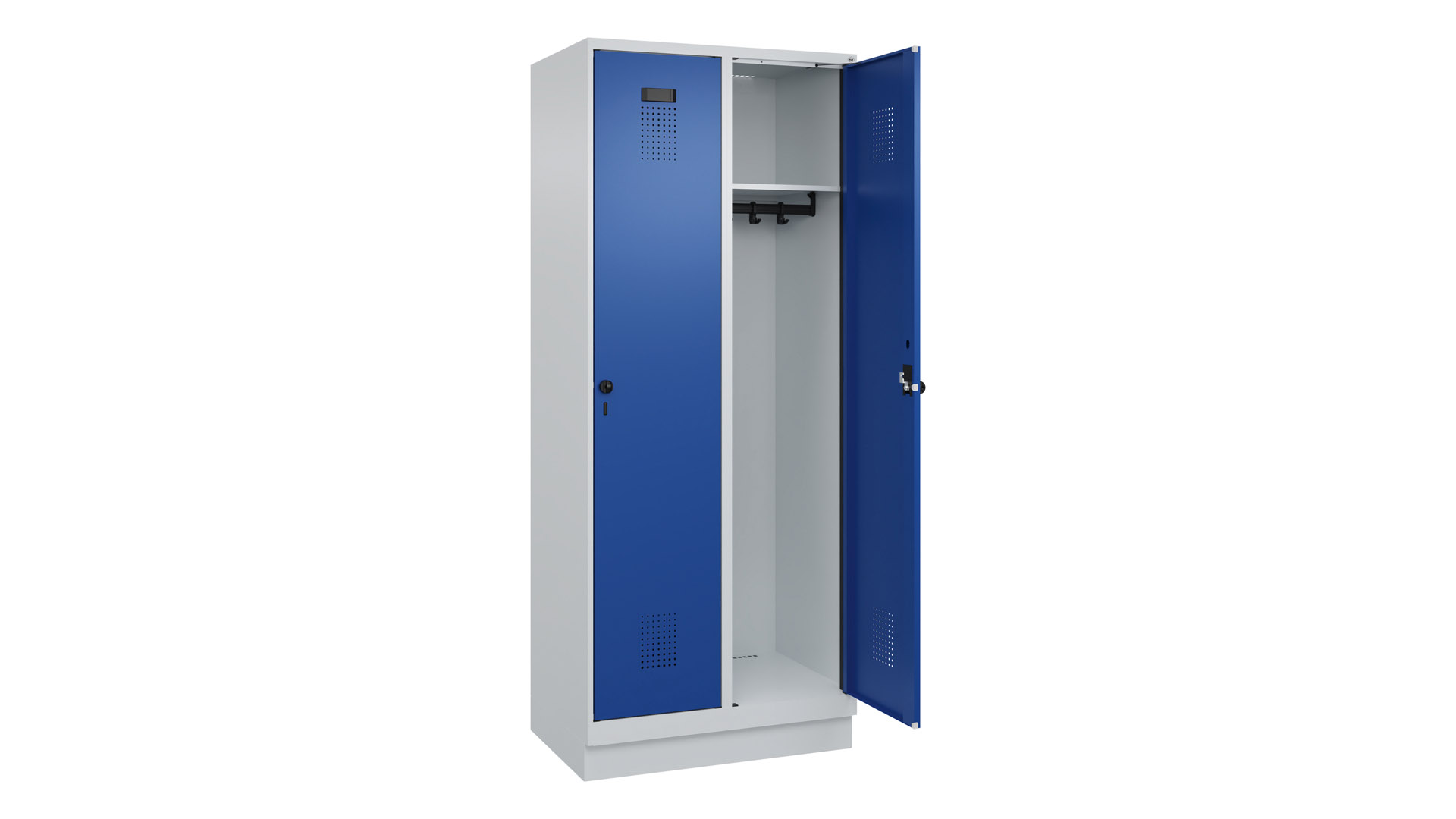 Spind - Garderobenschrank, Breite 80 cm, Höhe 195 cm, Tiefe 50 cm, 2 Abteile