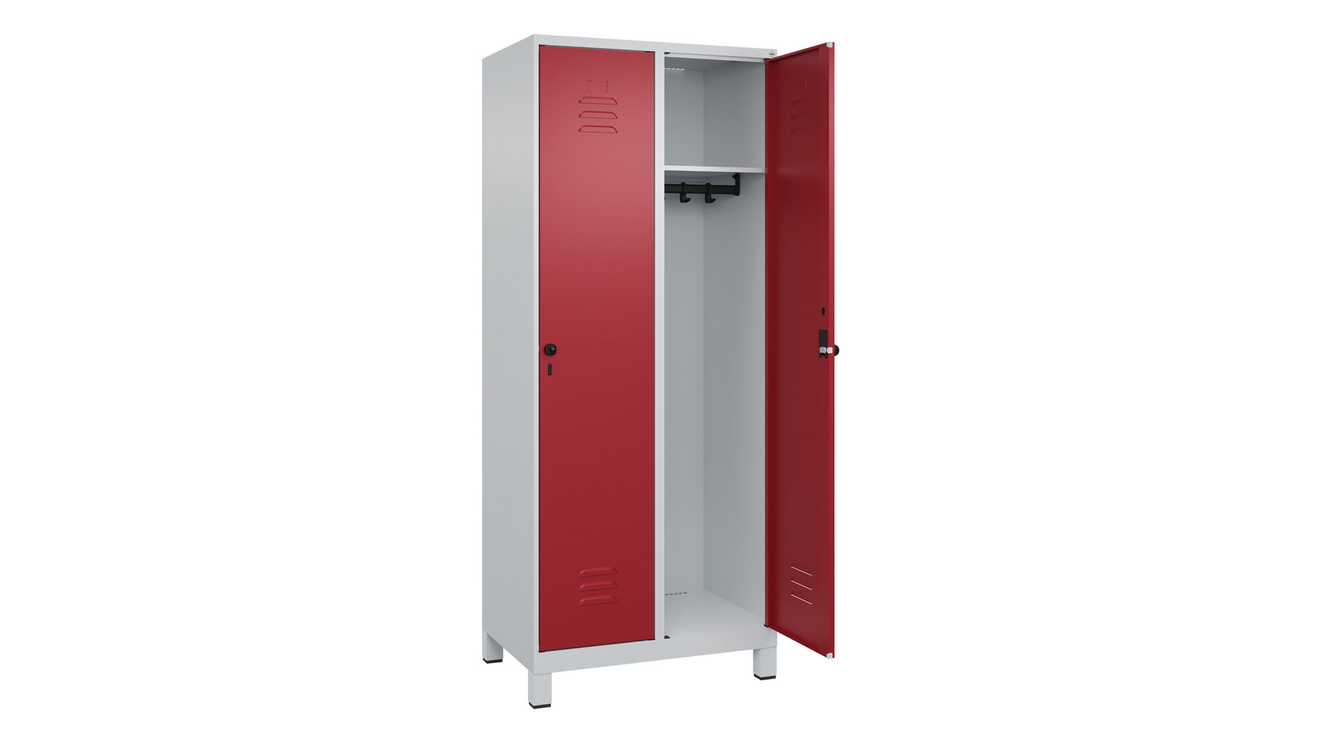 Spind - Garderobenschrank, Breite 80 cm, Höhe 195 cm, Tiefe 50 cm, 2 Abteile