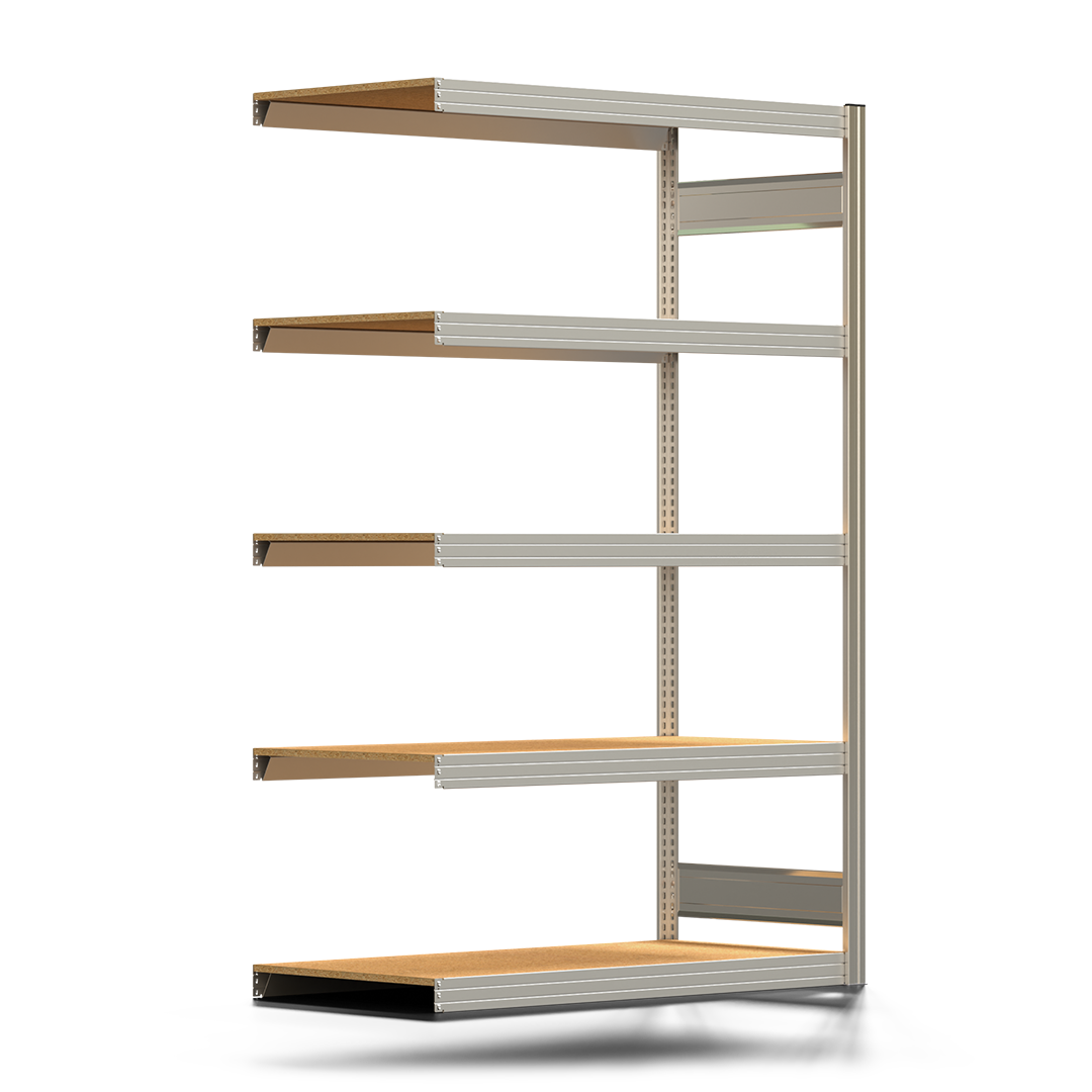 Fachbodenregal BERT - Breite: 128,5 cm - Tiefe: 60 cm - Höhe: 200 cm - 5 Böden - Anbauregal