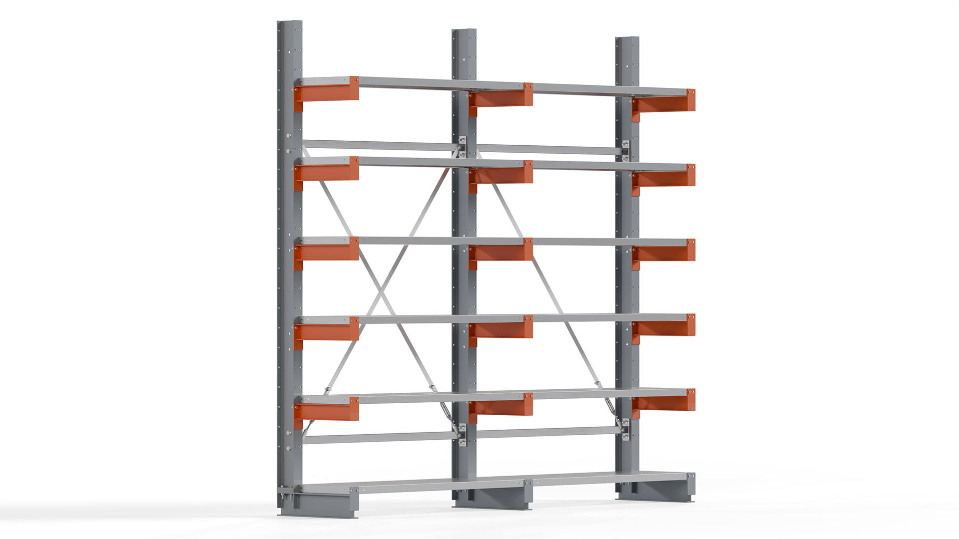 Kragarmregal KARL basic - lackiert - Breite: 256 cm - Höhe: 250 cm - Tiefe: 40 cm - Traglast je Kragarm: 1100 kg - einseitig