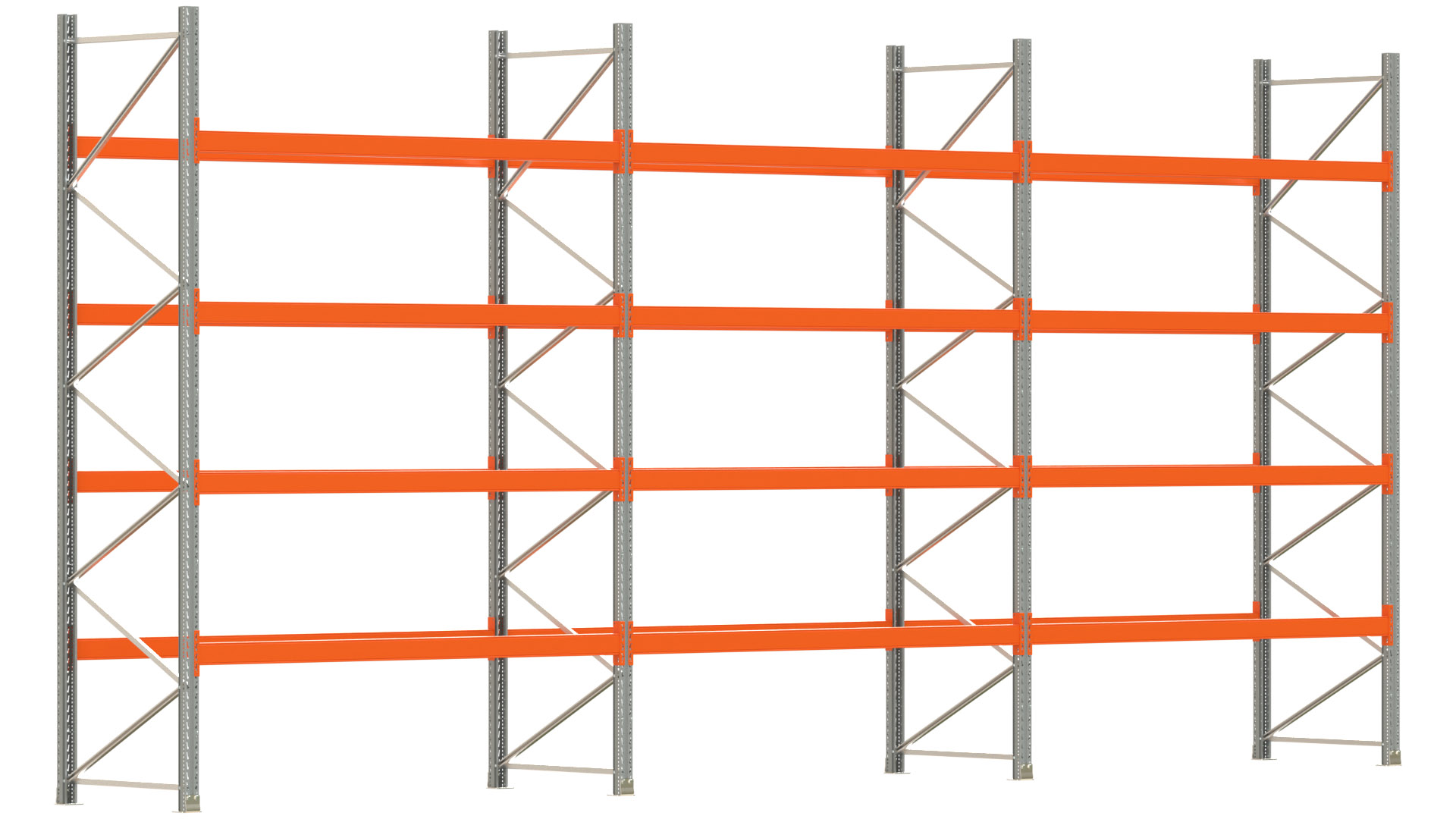 Palettenregal ARTUS - Breite 844 cm - Höhe 400 cm - Tiefe 110 cm - Fachlast 2325 kg - 45 Palettenstellplätze