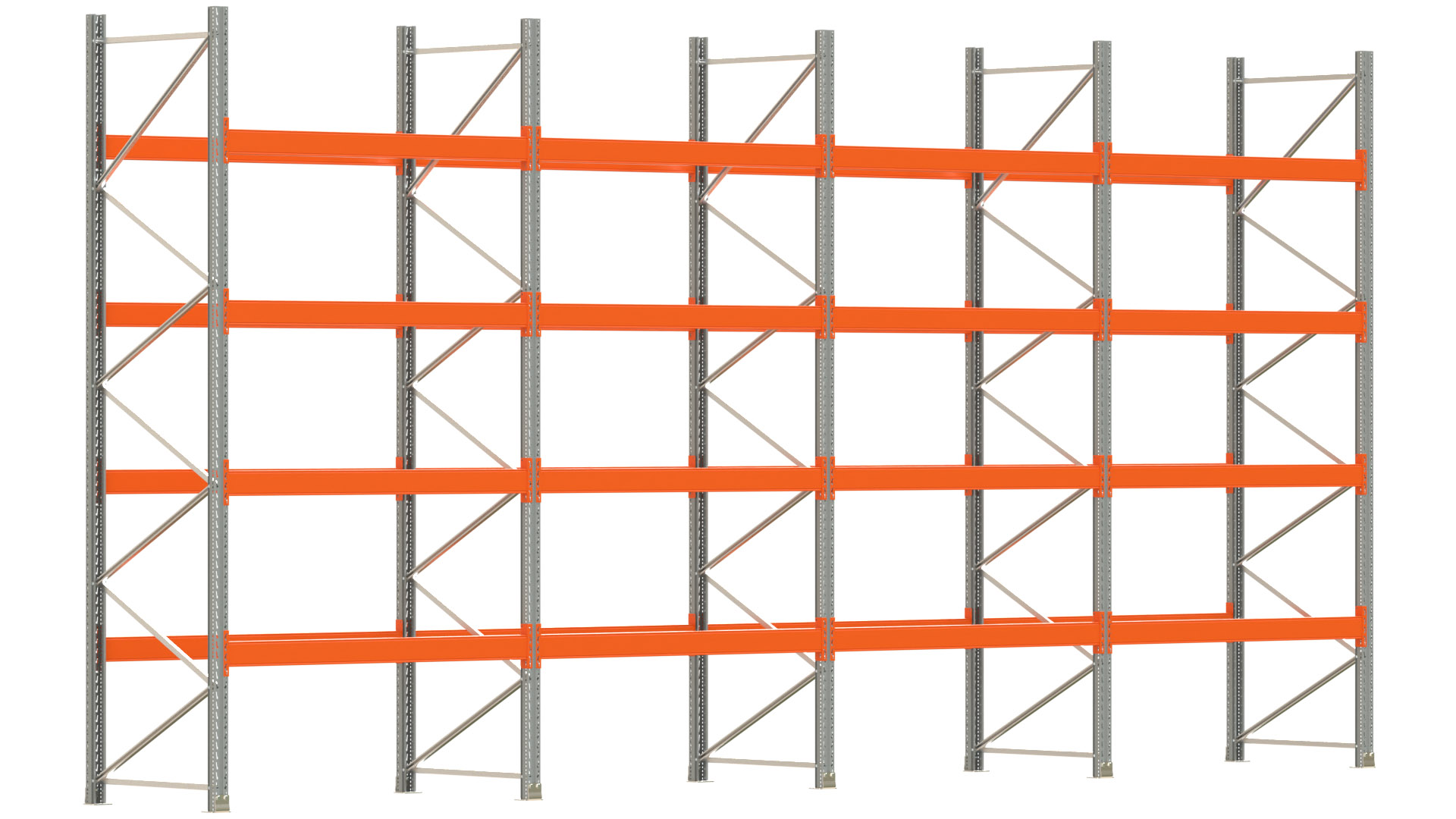 Palettenregal ARTUS - Breite 802,5 cm - Höhe 400 cm - Tiefe 110 cm - Fachlast 2600 kg - 40 Palettenstellplätze