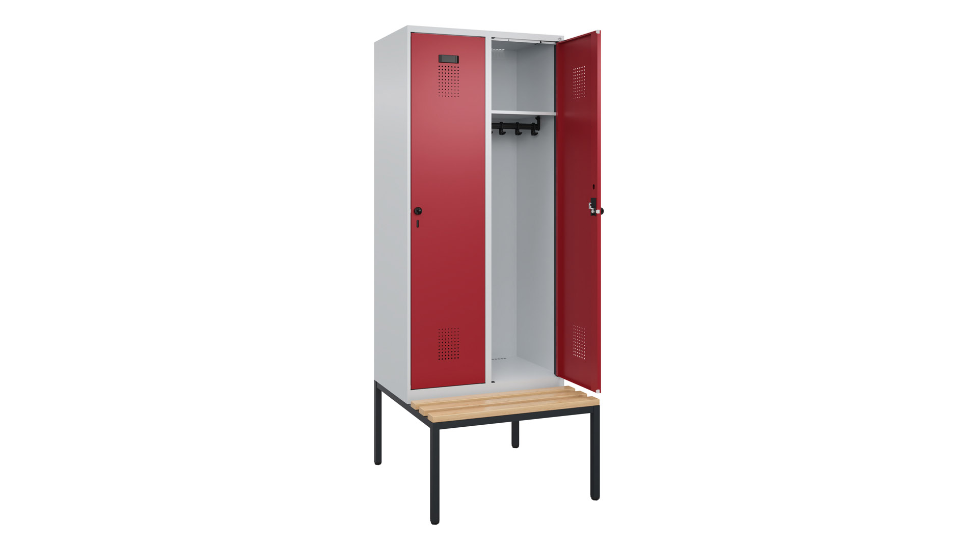Spind - Garderobenschrank, Breite 80 cm, Höhe 212 cm, Tiefe 50 cm, 2 Abteile