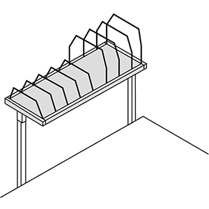 Anbaumagazin, lang, mit 5 kleinen und 4 großen Stahlbügeln, BxTxH 1600x600x400 mm