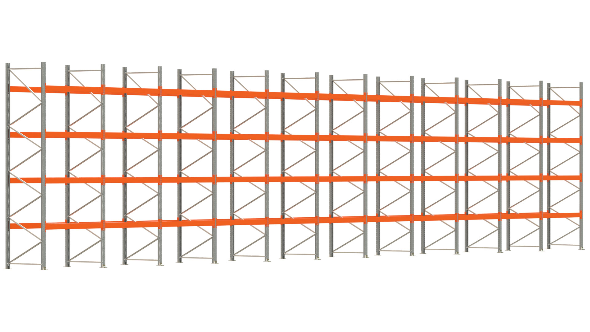 Palettenregal ARTUS - Breite 2192 cm - Höhe 450 cm - Tiefe 110 cm - Fachlast 3000 kg - 110 Palettenstellplätze
