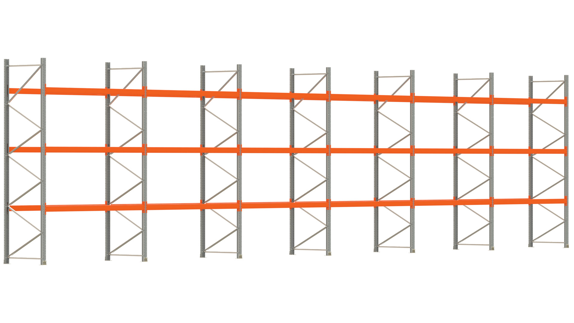 Palettenregal ARTUS - Breite 1679,5 cm - Höhe 400 cm - Tiefe 110 cm - Fachlast 2000 kg - 72 Palettenstellplätze