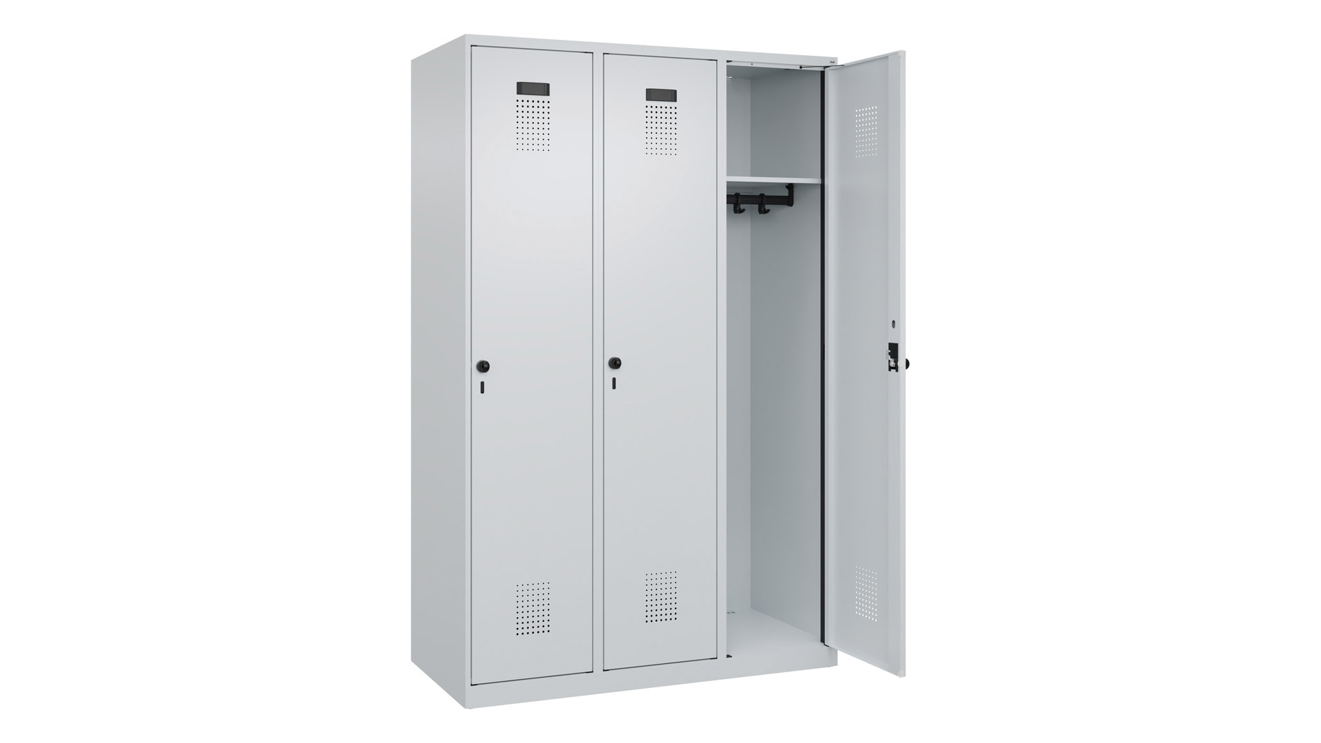 Spind - Garderobenschrank, Breite 120 cm, Höhe 185 cm, Tiefe 50 cm, 3 Abteile