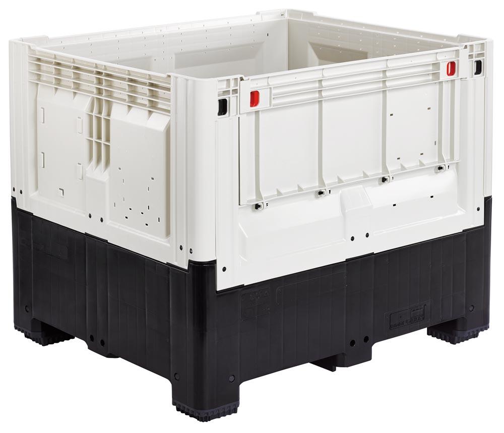 Palettenbox mit Füßen - Polyethylen - klappbar - Traglast 850 kg - 973 x 1.200 x 1.000 mm (HxBxT) - elfenbein/schwarz