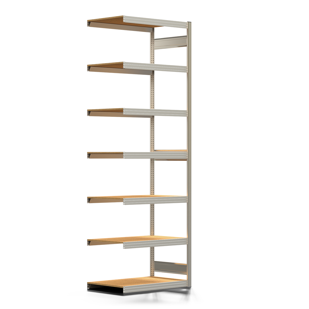 Fachbodenregal BERT - Breite: 100,5 cm - Tiefe: 60 cm - Höhe: 300 cm - 7 Böden - Anbauregal
