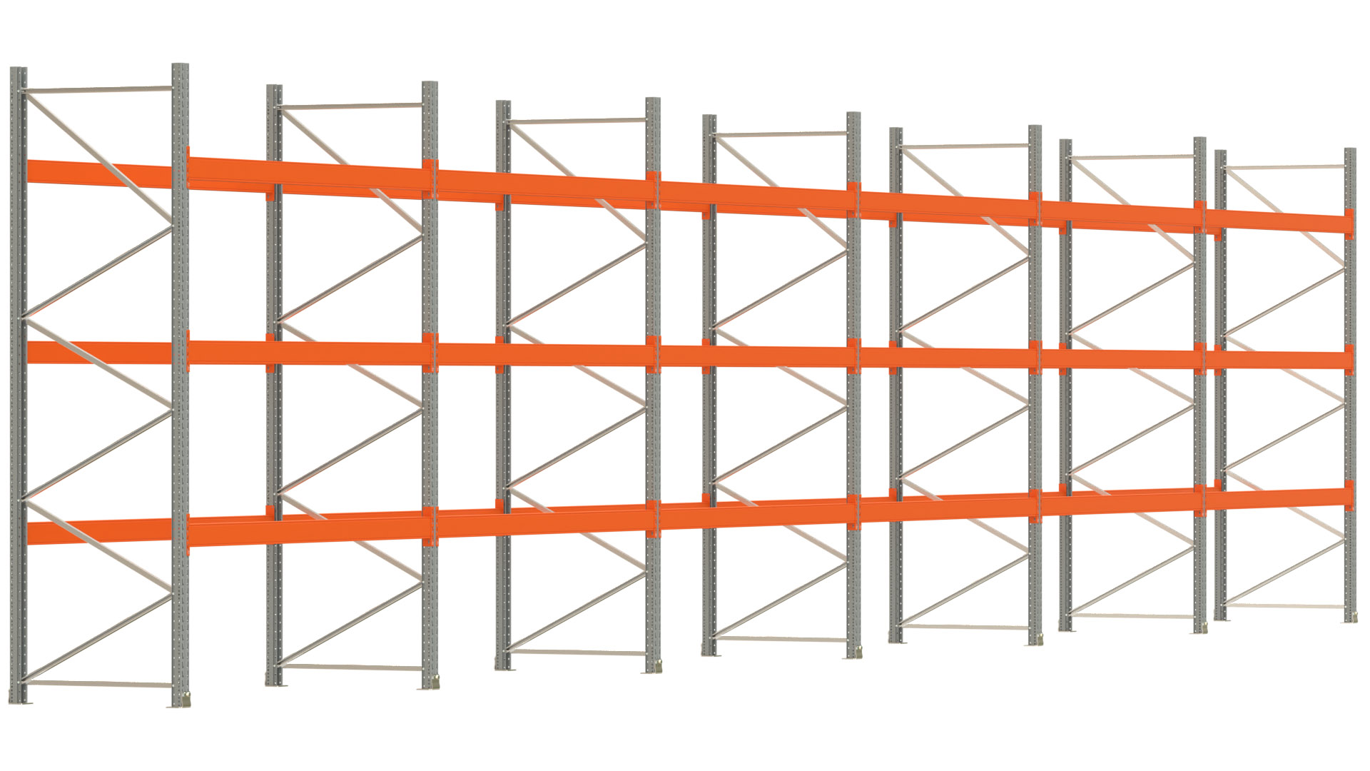 Palettenregal ARTUS - Breite 1679,5 cm - Höhe 350 cm - Tiefe 110 cm - Fachlast 3000 kg - 72 Palettenstellplätze