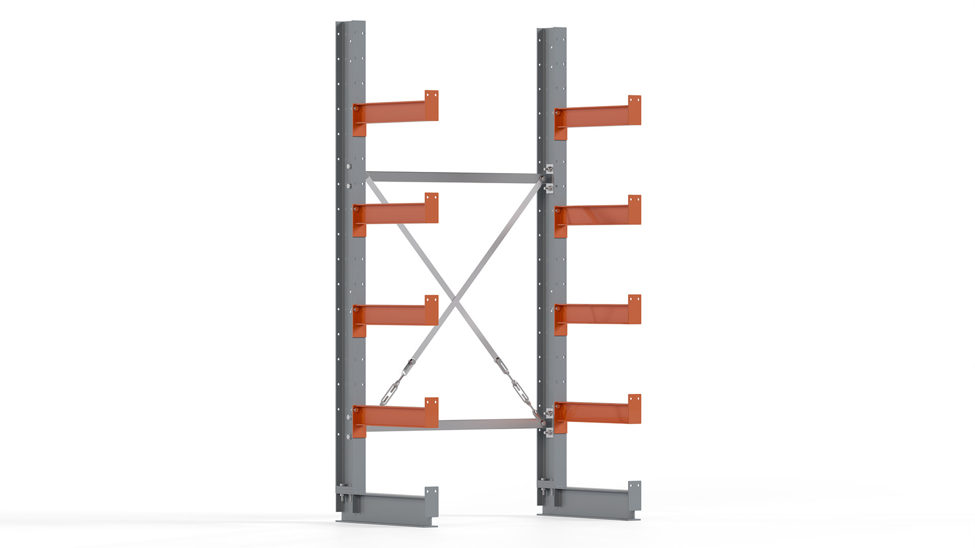 Kragarmregal KARL basic - lackiert - Breite: 100 cm - Höhe: 200 cm - Tiefe: 50 cm - Traglast je Kragarm: 870 kg - einseitig