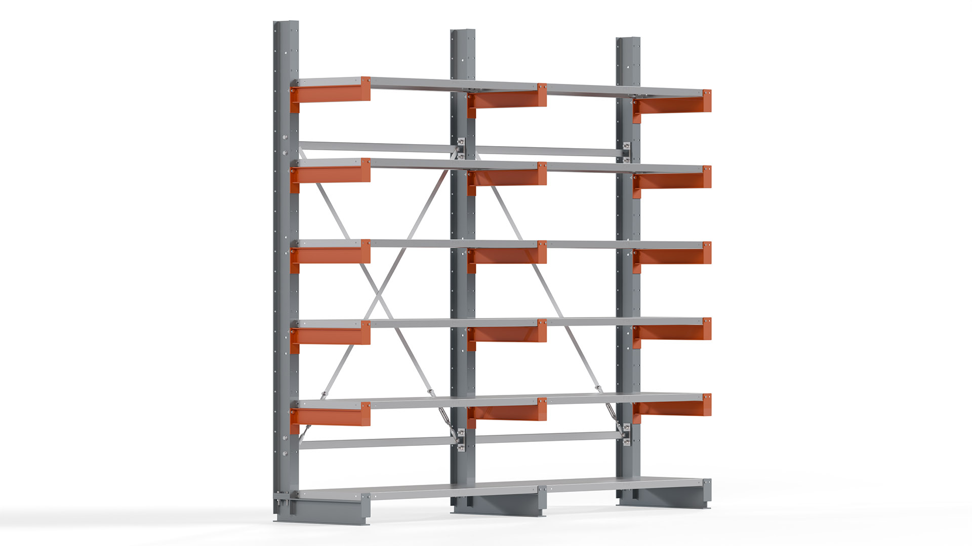 Kragarmregal KARL basic - lackiert - Breite: 256 cm - Höhe: 250 cm - Tiefe: 50 cm - Traglast je Kragarm: 870 kg - einseitig