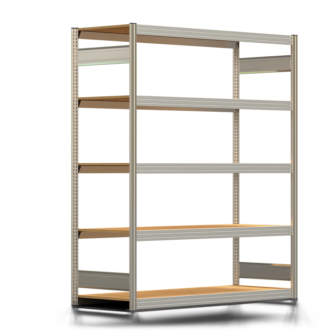 Fachbodenregal BERT - Breite: 169,5 cm - Tiefe: 60 cm - Höhe: 200 cm - 5 Böden - Grundregal