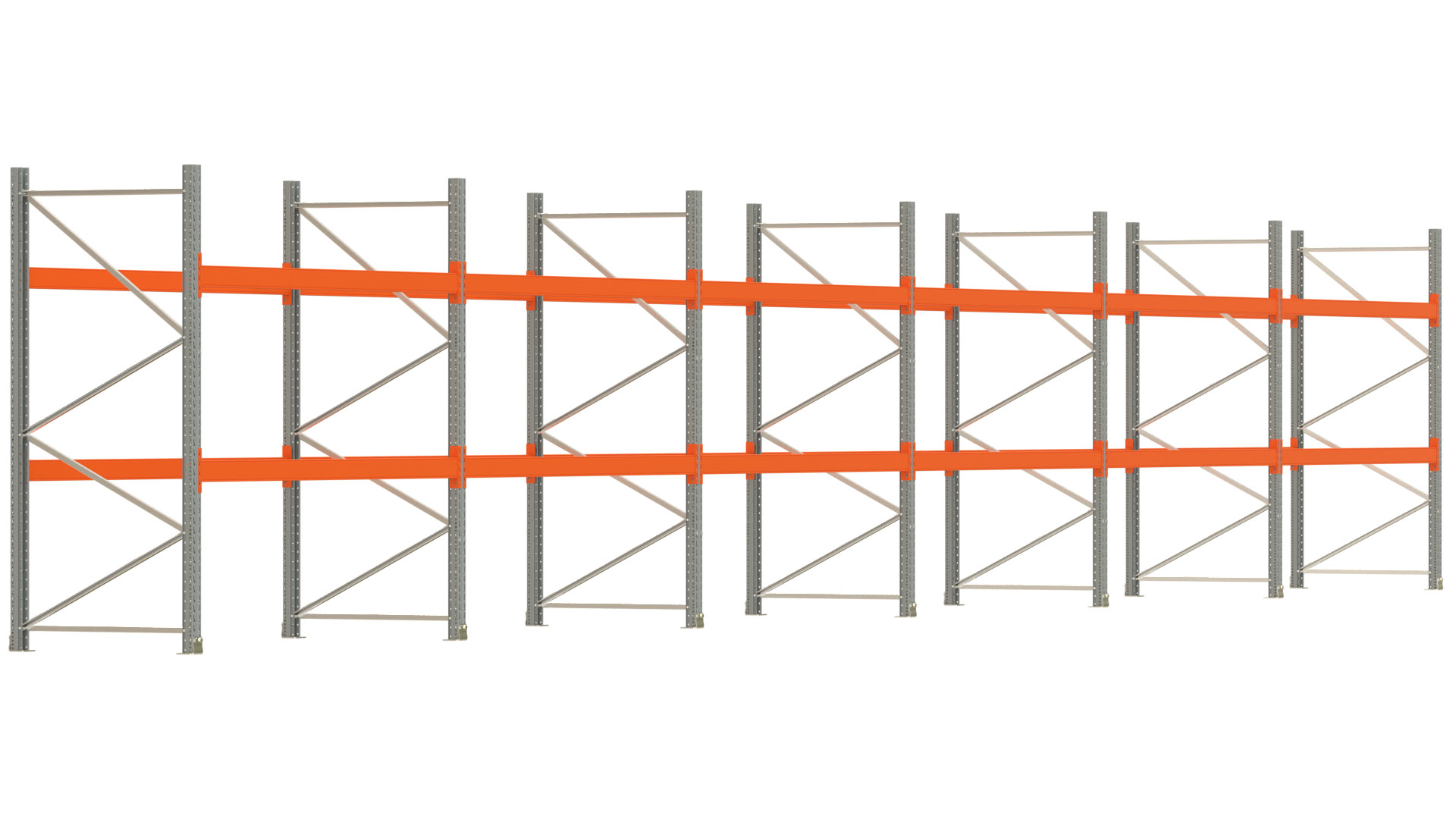 Palettenregal ARTUS - Breite 1679,5 cm - Höhe 250 cm - Tiefe 110 cm - Fachlast 2000 kg - 54 Palettenstellplätze